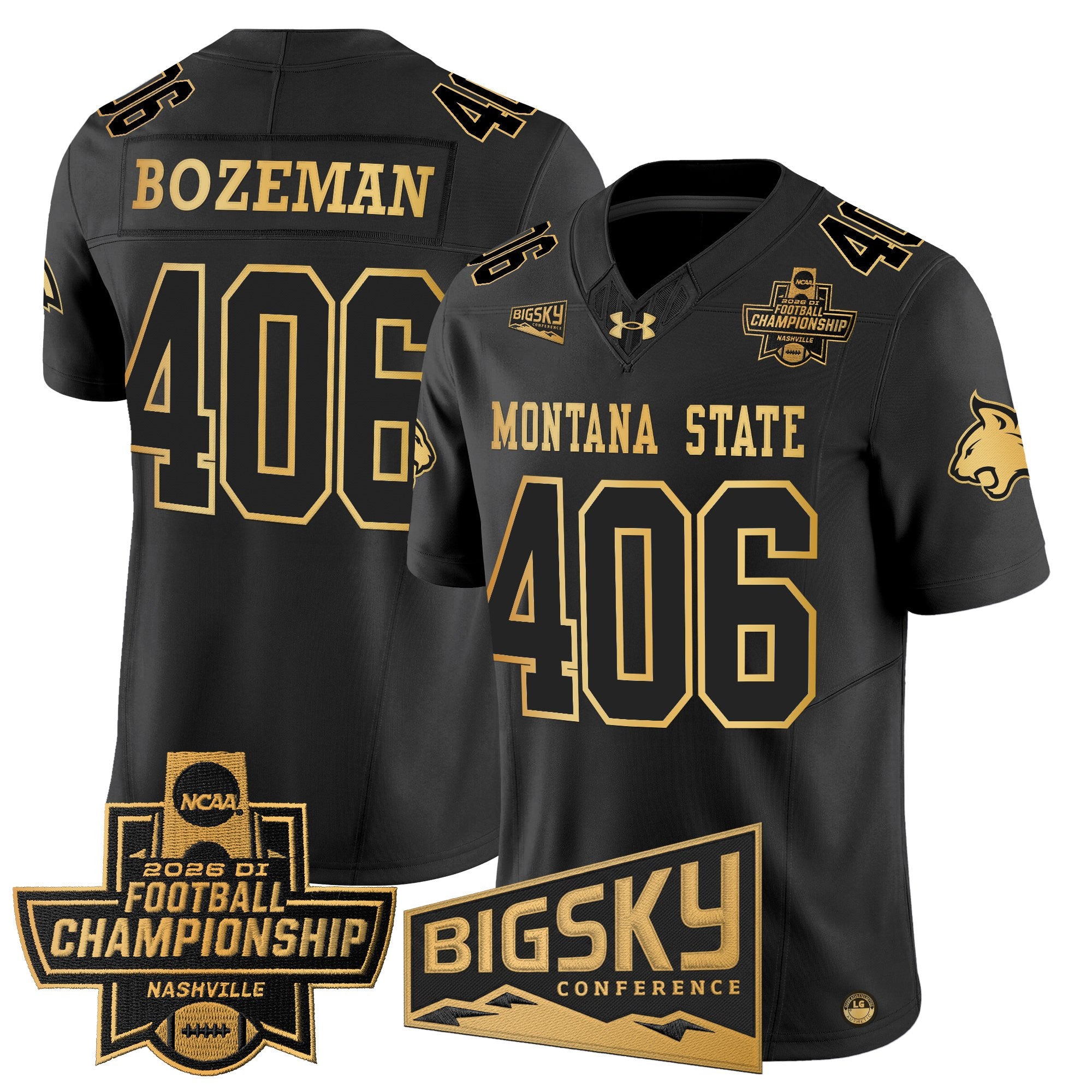 Men's Montana State Bobcats 2026 Football Championship Gold Vapor Limited Jersey - All Stitched