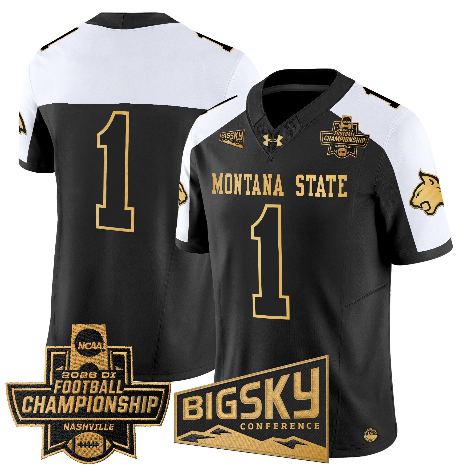 Men's Montana State Bobcats 2026 Football Championship Gold Vapor Limited Jersey - All Stitched