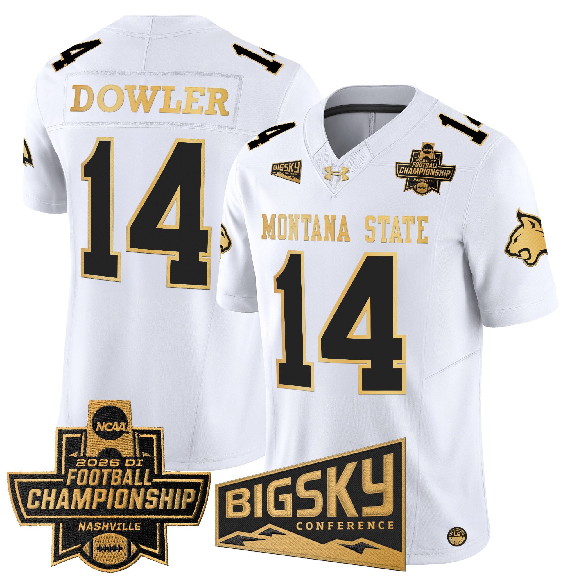 Men's Montana State Bobcats 2026 Football Championship Gold Vapor Limited Jersey - All Stitched