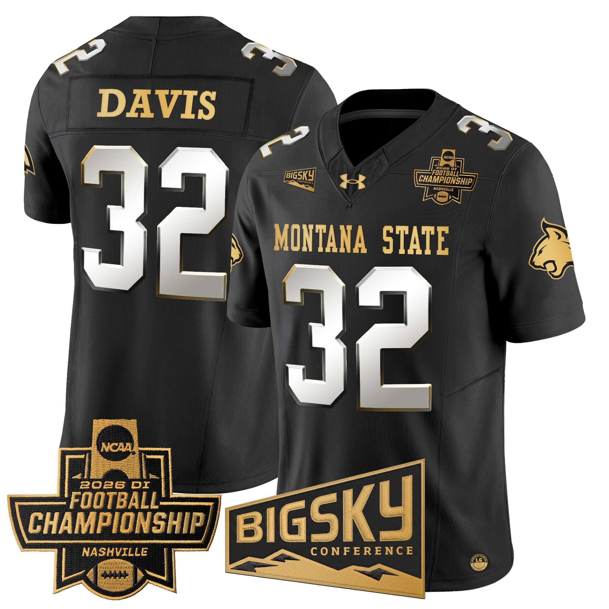 Men's Montana State Bobcats 2026 Football Championship Gold Vapor Limited Jersey - All Stitched