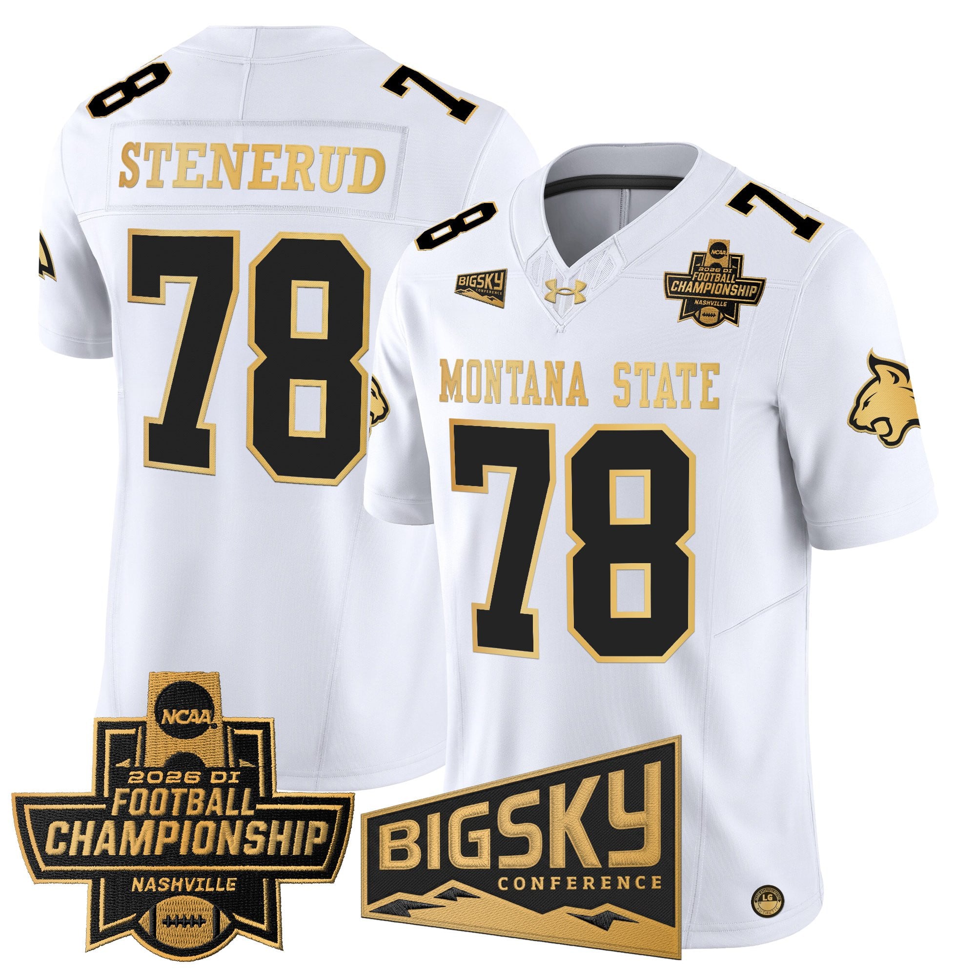 Men's Montana State Bobcats 2026 Football Championship Gold Vapor Limited Jersey - All Stitched
