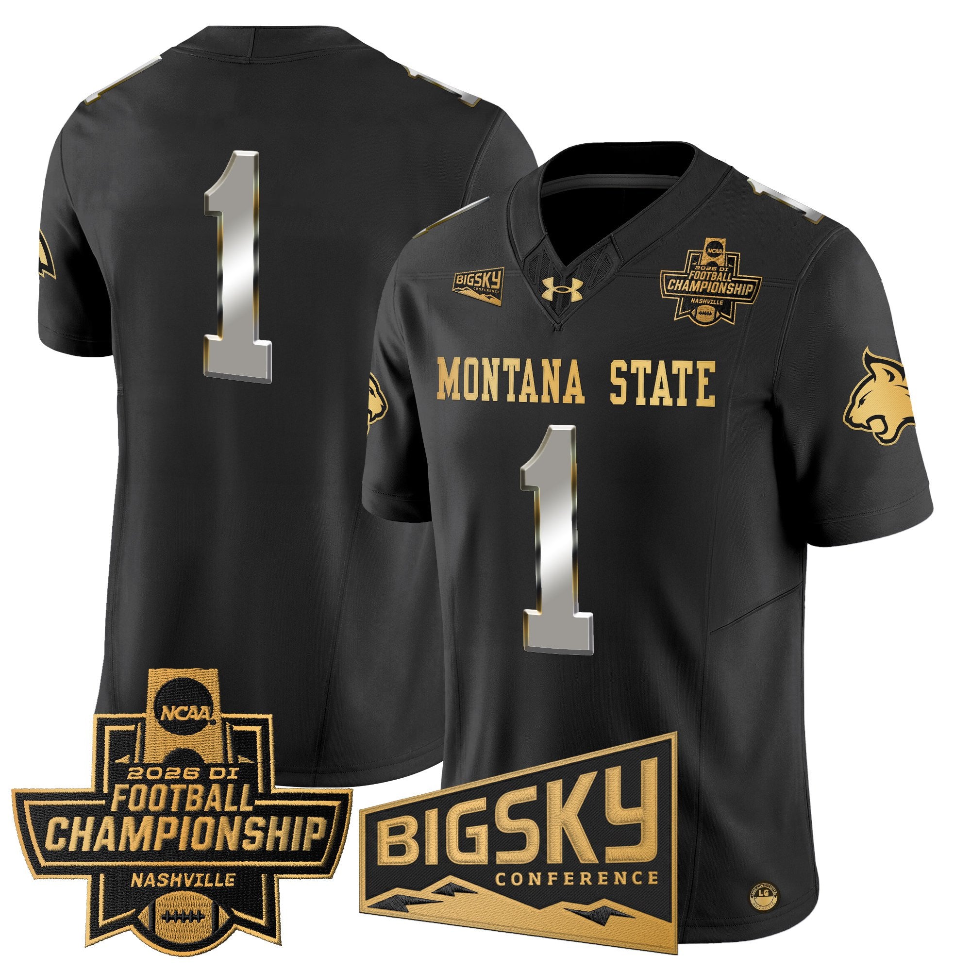 Men's Montana State Bobcats 2026 Football Championship Gold Vapor Limited Jersey - All Stitched