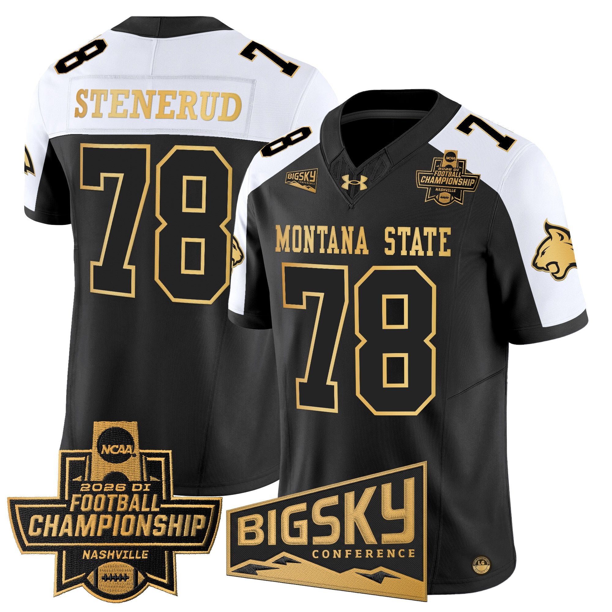Men's Montana State Bobcats 2026 Football Championship Gold Vapor Limited Jersey - All Stitched