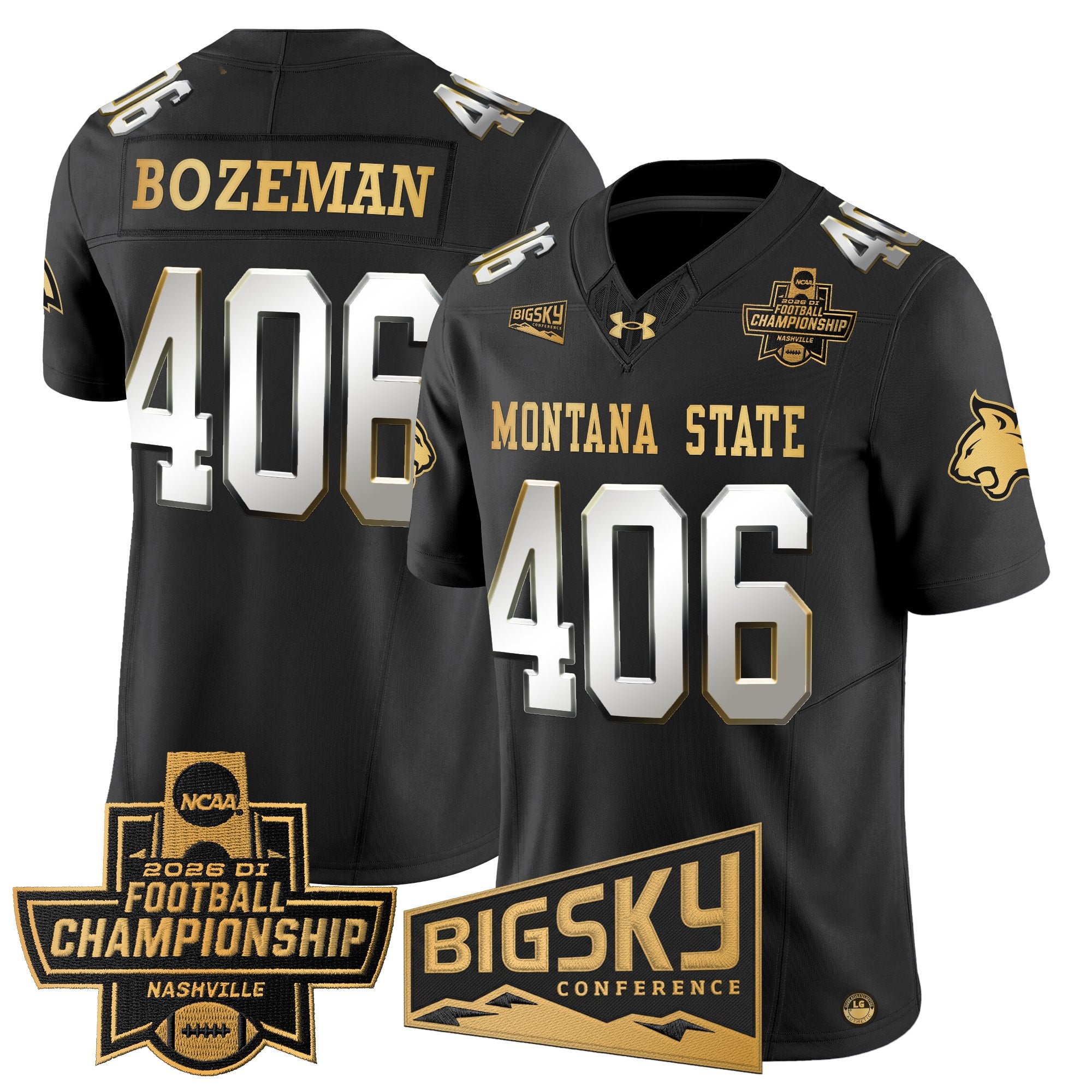 Men's Montana State Bobcats 2026 Football Championship Gold Vapor Limited Jersey - All Stitched