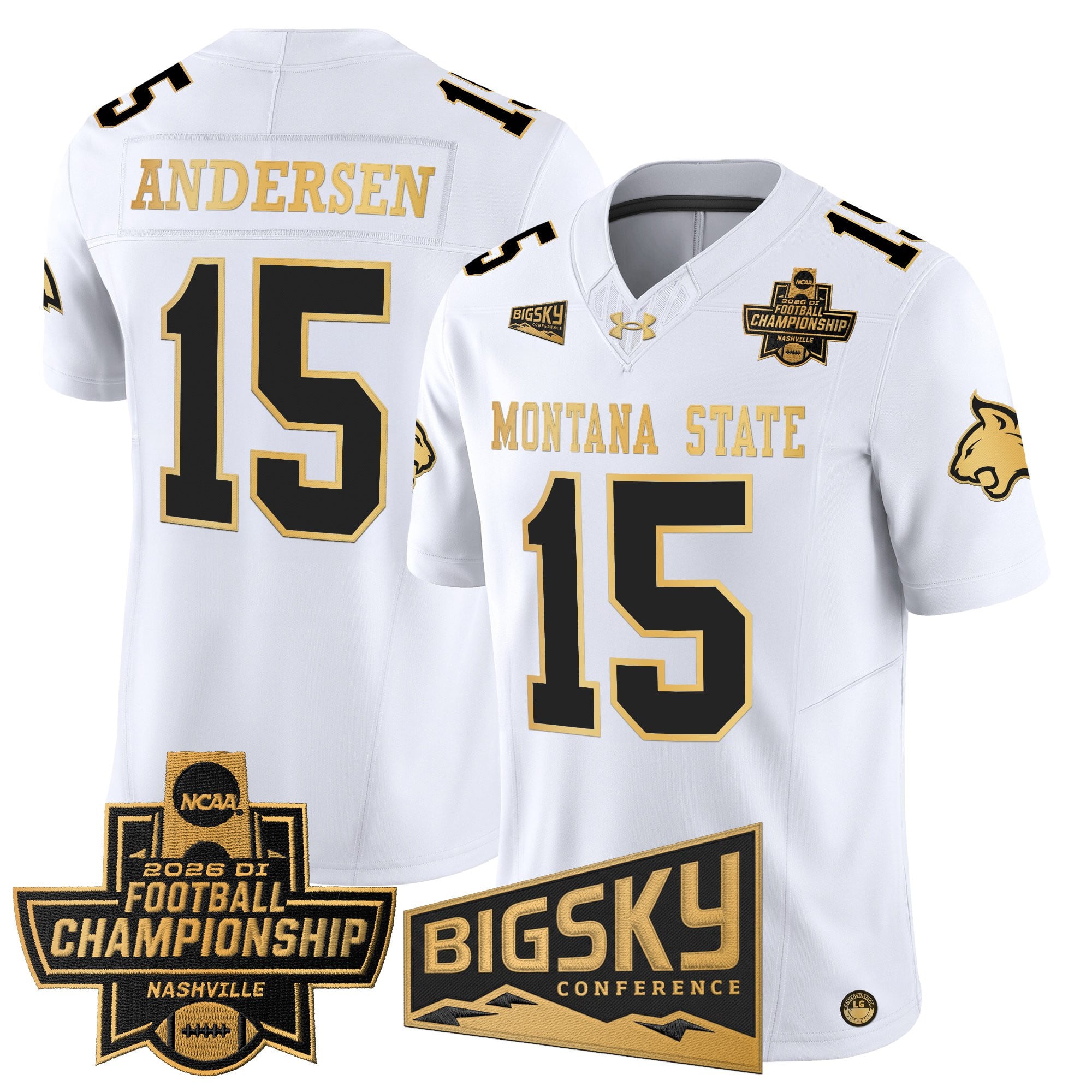 Men's Montana State Bobcats 2026 Football Championship Gold Vapor Limited Jersey - All Stitched