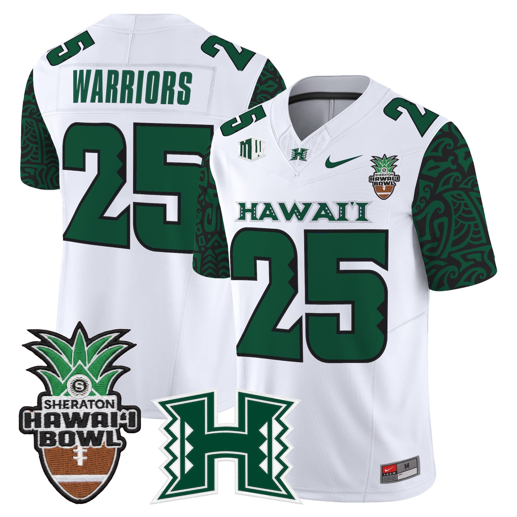 Men's Hawai'i Rainbow Warriors 2025 Hawai'i Pattern Vapor Limited Jersey - Hawai'i Bowl Patch - All Stitched