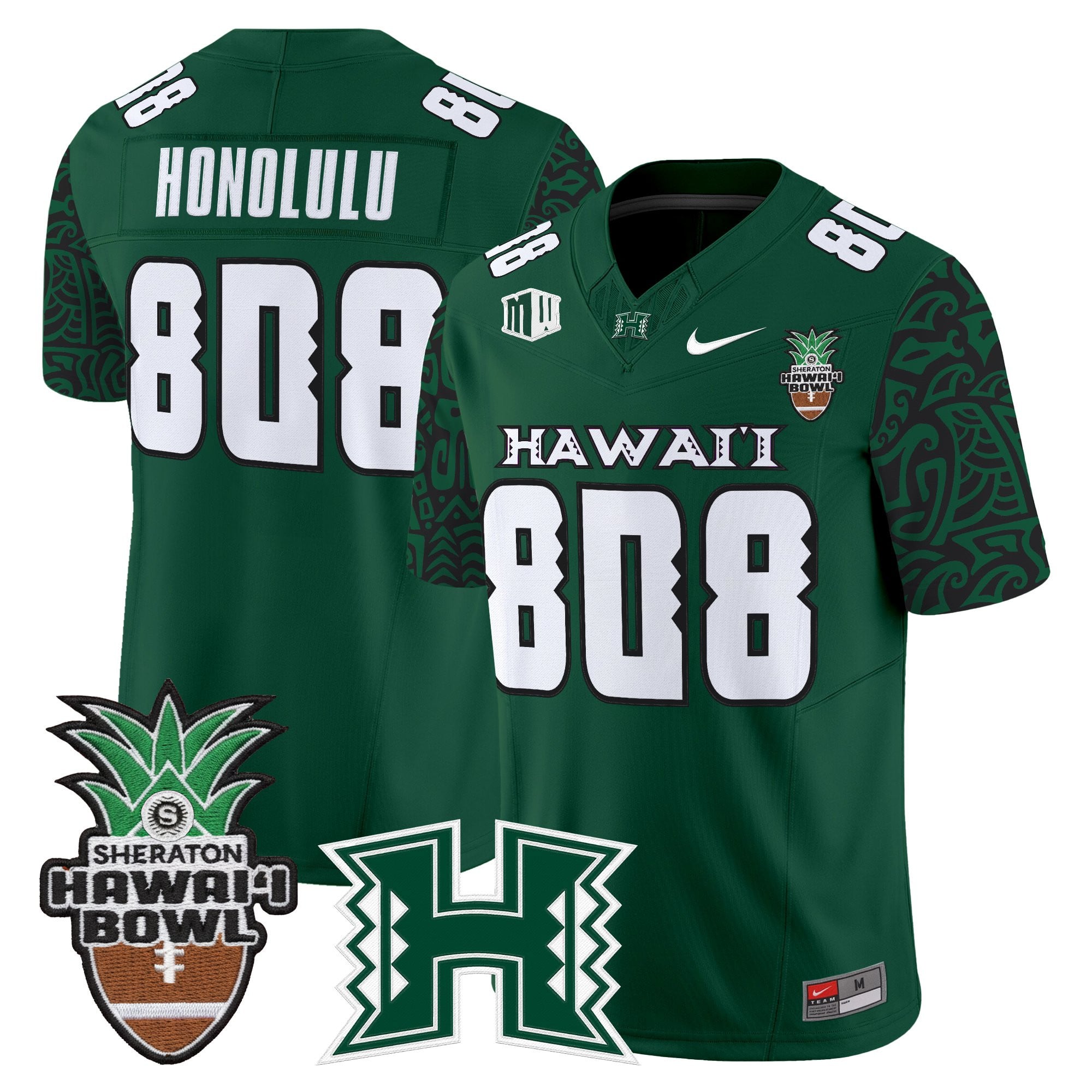 Men's Hawai'i Rainbow Warriors 2025 Hawai'i Pattern Vapor Limited Jersey - Hawai'i Bowl Patch - All Stitched