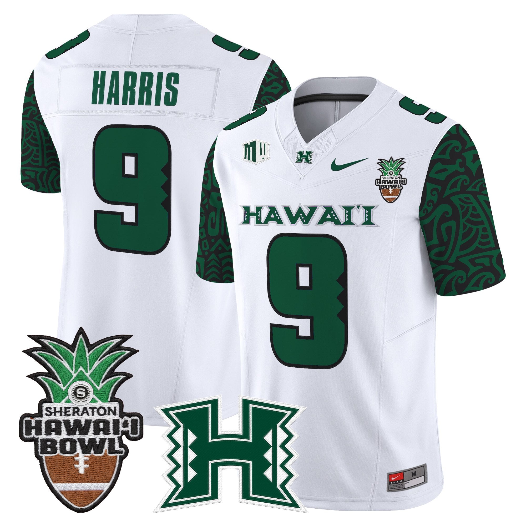 Men's Hawai'i Rainbow Warriors 2025 Hawai'i Pattern Vapor Limited Jersey - Hawai'i Bowl Patch - All Stitched