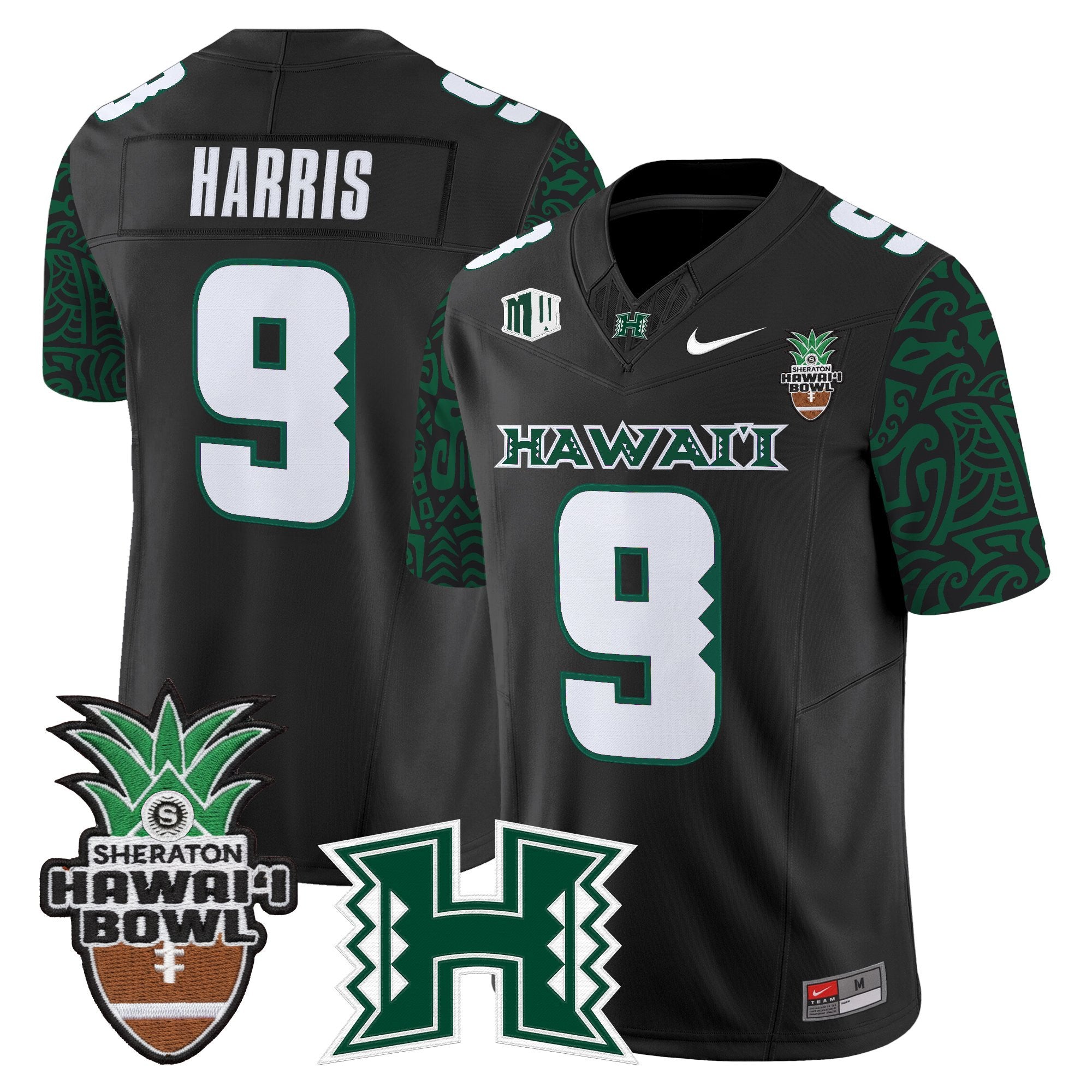 Men's Hawai'i Rainbow Warriors 2025 Hawai'i Pattern Vapor Limited Jersey - Hawai'i Bowl Patch - All Stitched