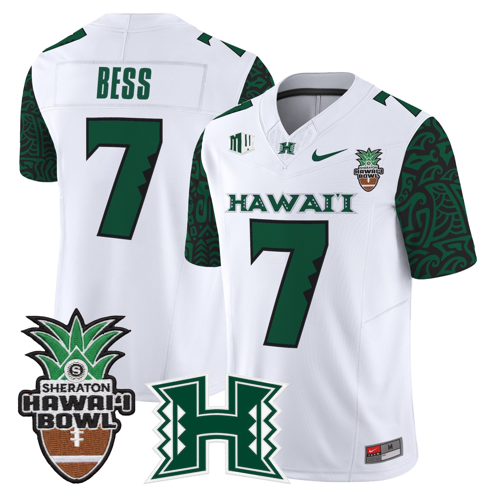 Men's Hawai'i Rainbow Warriors 2025 Hawai'i Pattern Vapor Limited Jersey - Hawai'i Bowl Patch - All Stitched