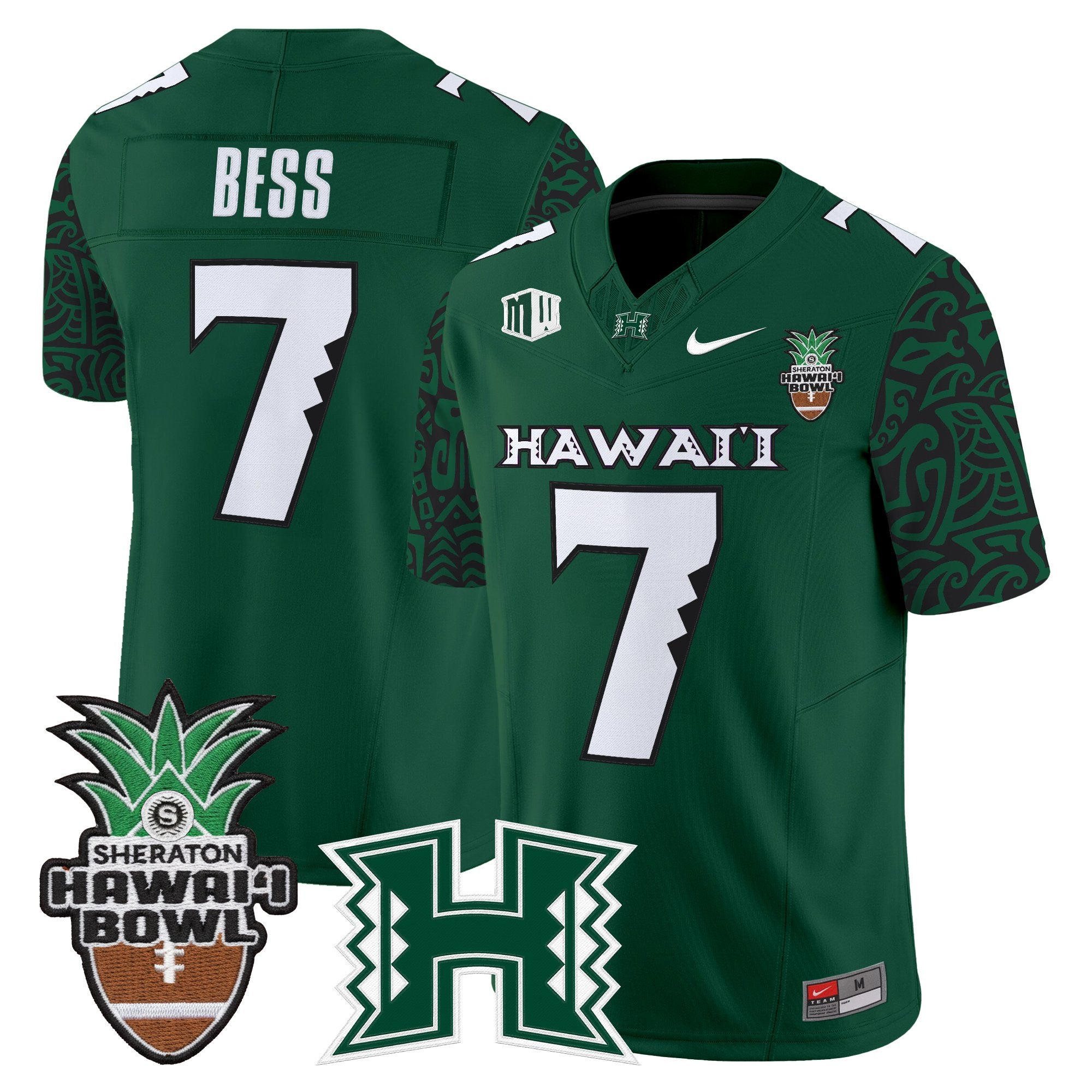 Men's Hawai'i Rainbow Warriors 2025 Hawai'i Pattern Vapor Limited Jersey - Hawai'i Bowl Patch - All Stitched