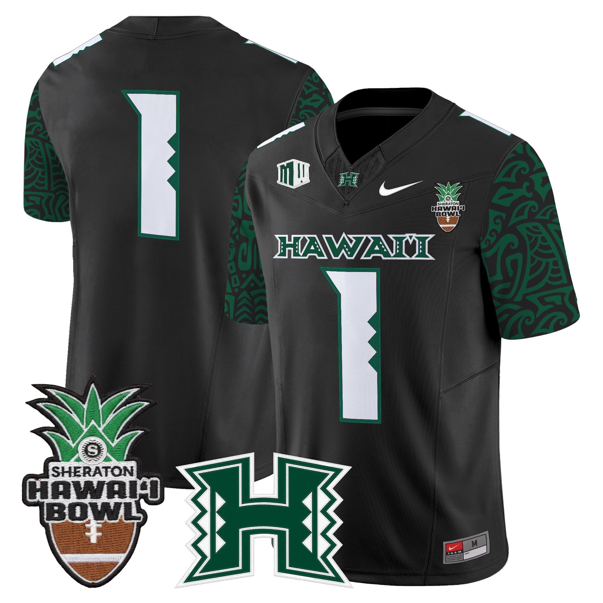 Men's Hawai'i Rainbow Warriors 2025 Hawai'i Pattern Vapor Limited Jersey - Hawai'i Bowl Patch - All Stitched