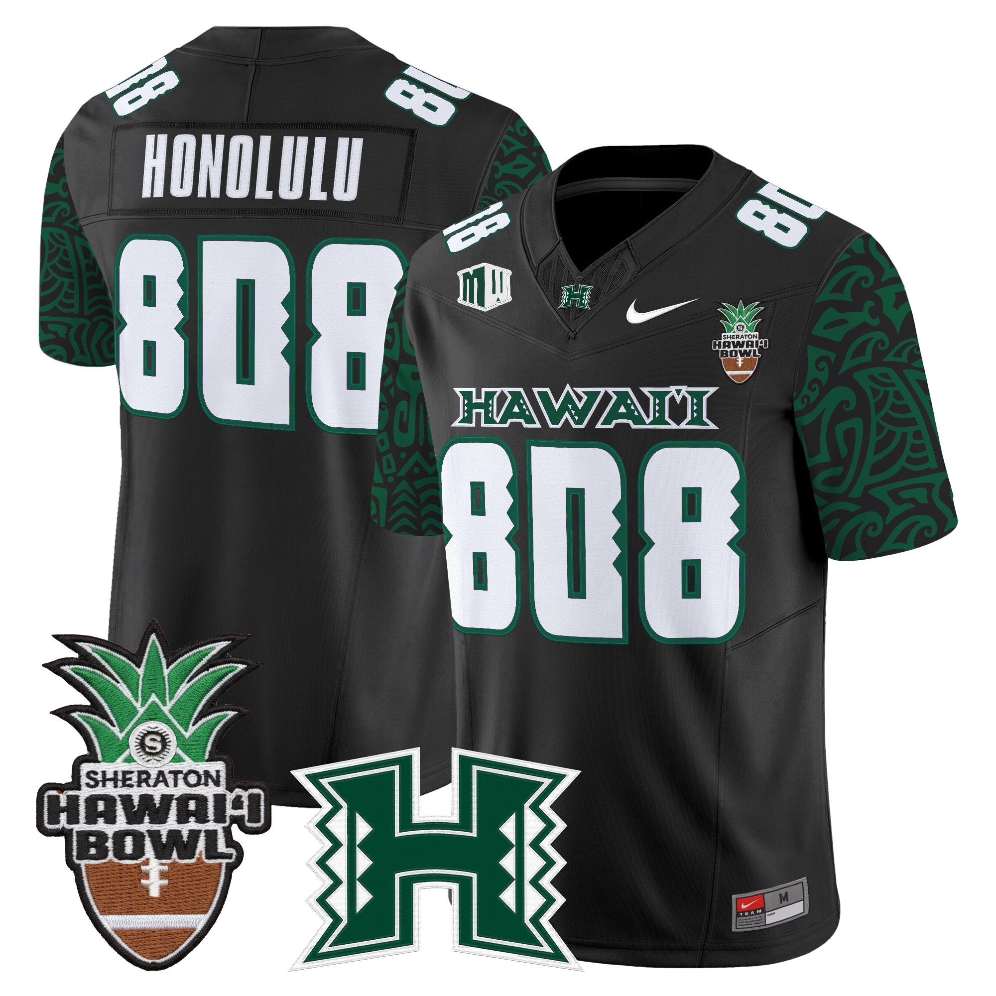 Men's Hawai'i Rainbow Warriors 2025 Hawai'i Pattern Vapor Limited Jersey - Hawai'i Bowl Patch - All Stitched