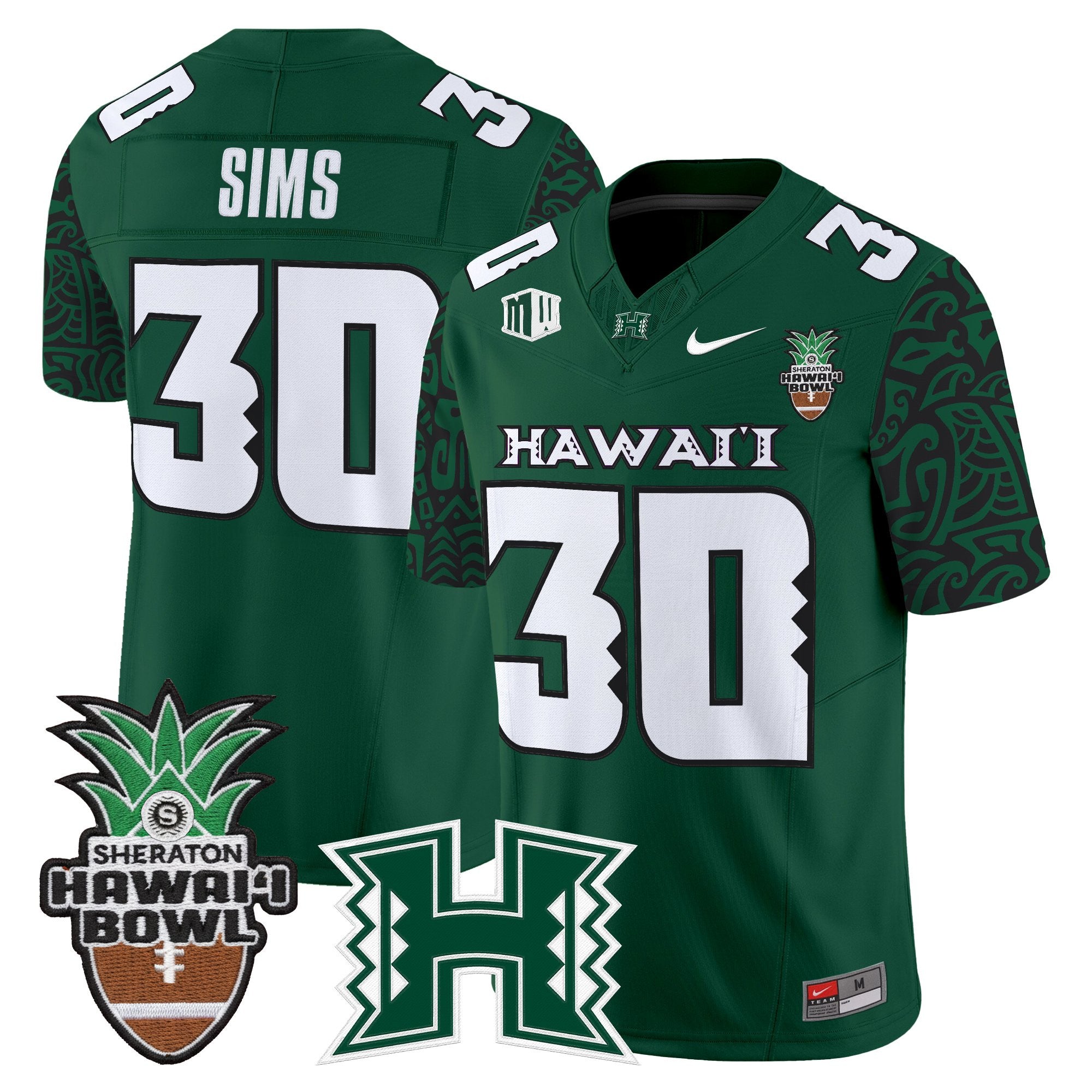 Men's Hawai'i Rainbow Warriors 2025 Hawai'i Pattern Vapor Limited Jersey - Hawai'i Bowl Patch - All Stitched