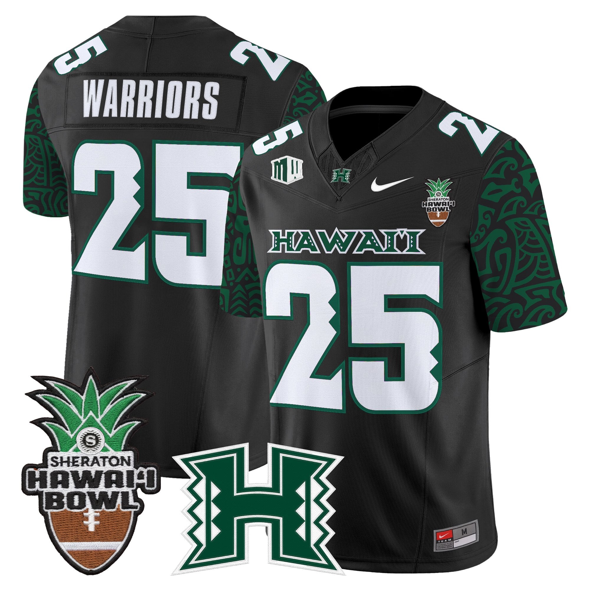 Men's Hawai'i Rainbow Warriors 2025 Hawai'i Pattern Vapor Limited Jersey - Hawai'i Bowl Patch - All Stitched