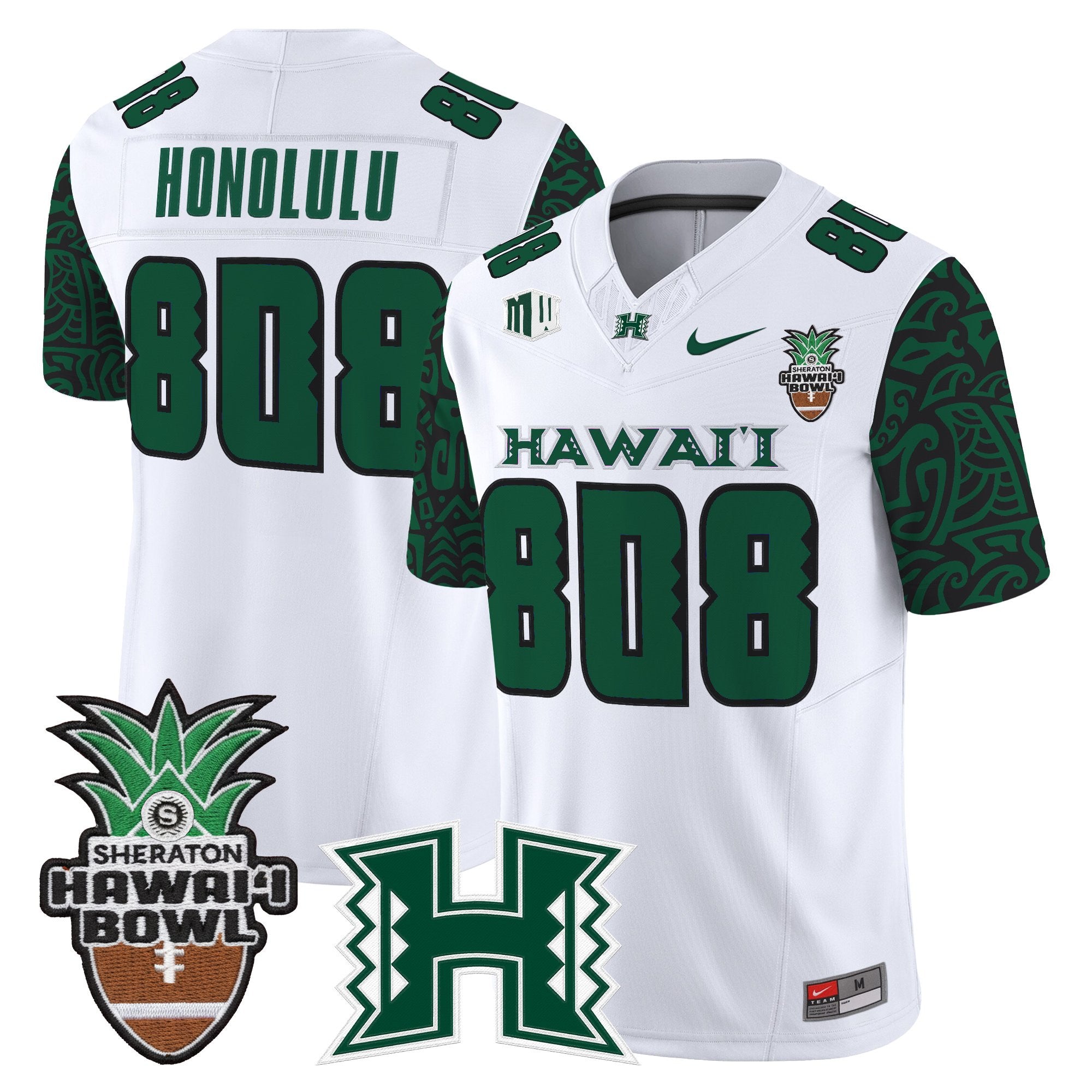 Men's Hawai'i Rainbow Warriors 2025 Hawai'i Pattern Vapor Limited Jersey - Hawai'i Bowl Patch - All Stitched