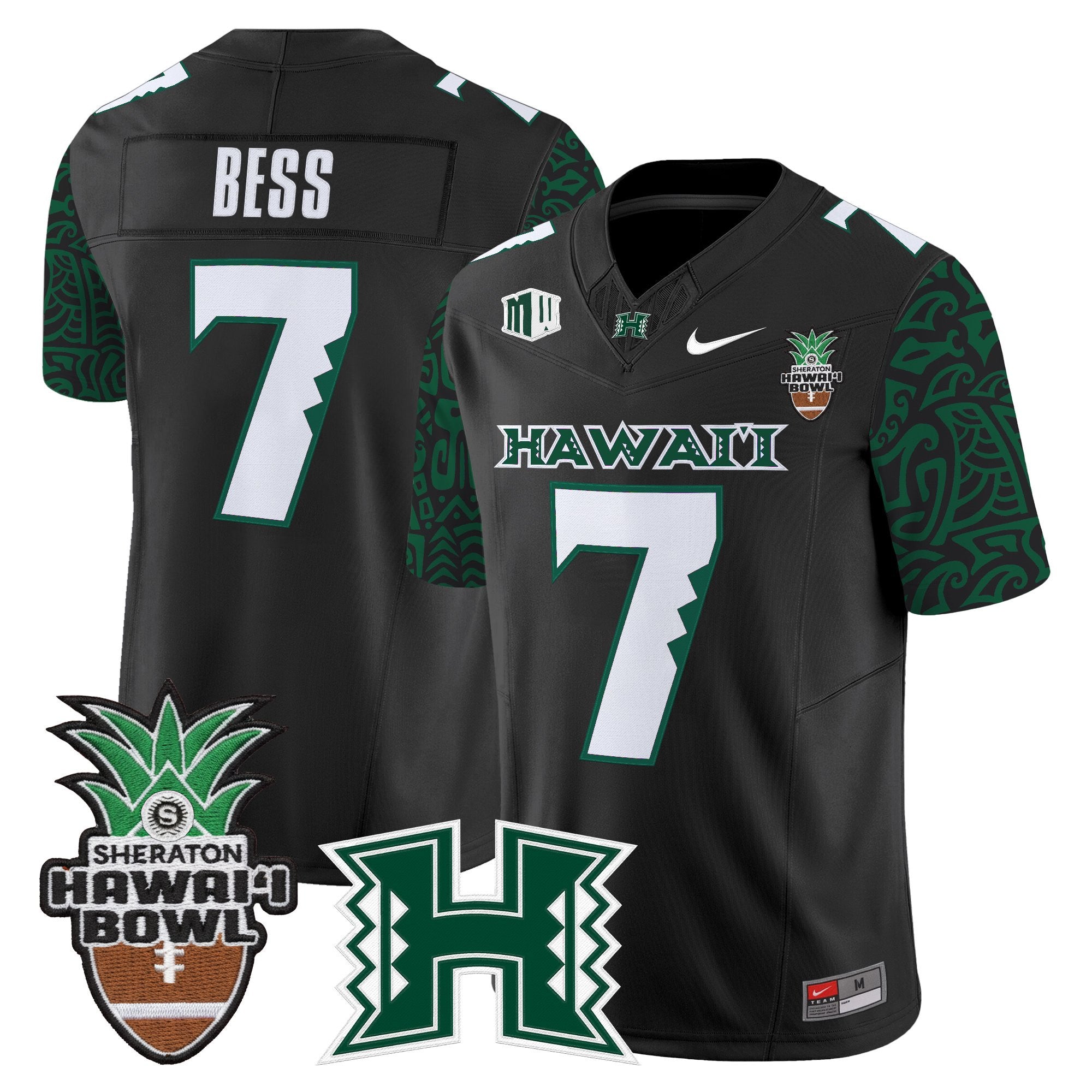 Men's Hawai'i Rainbow Warriors 2025 Hawai'i Pattern Vapor Limited Jersey - Hawai'i Bowl Patch - All Stitched