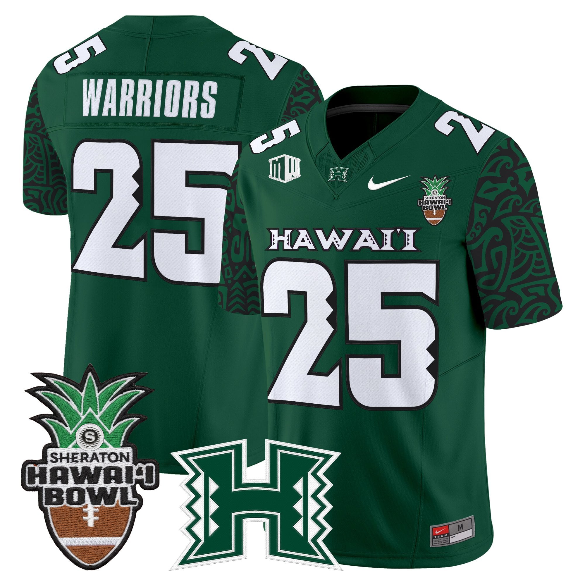 Men's Hawai'i Rainbow Warriors 2025 Hawai'i Pattern Vapor Limited Jersey - Hawai'i Bowl Patch - All Stitched