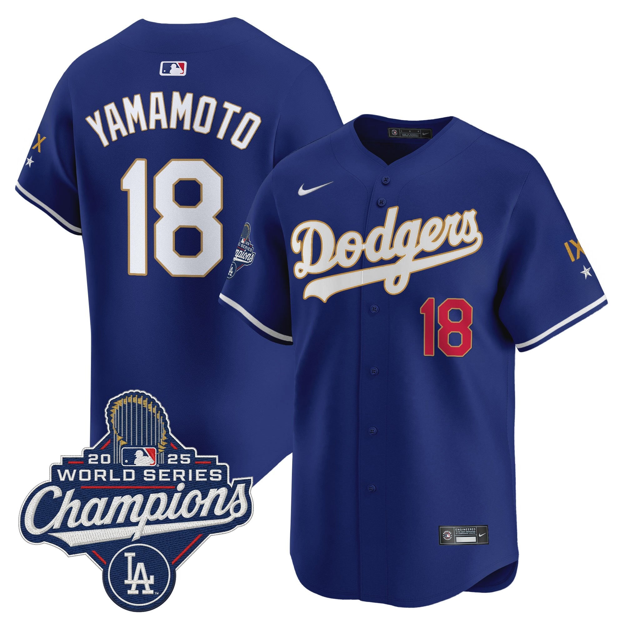 Men's Los Angeles Dodgers 9-Time Champions Gold Trim Vapor Premier Limited Jersey - All Stitched