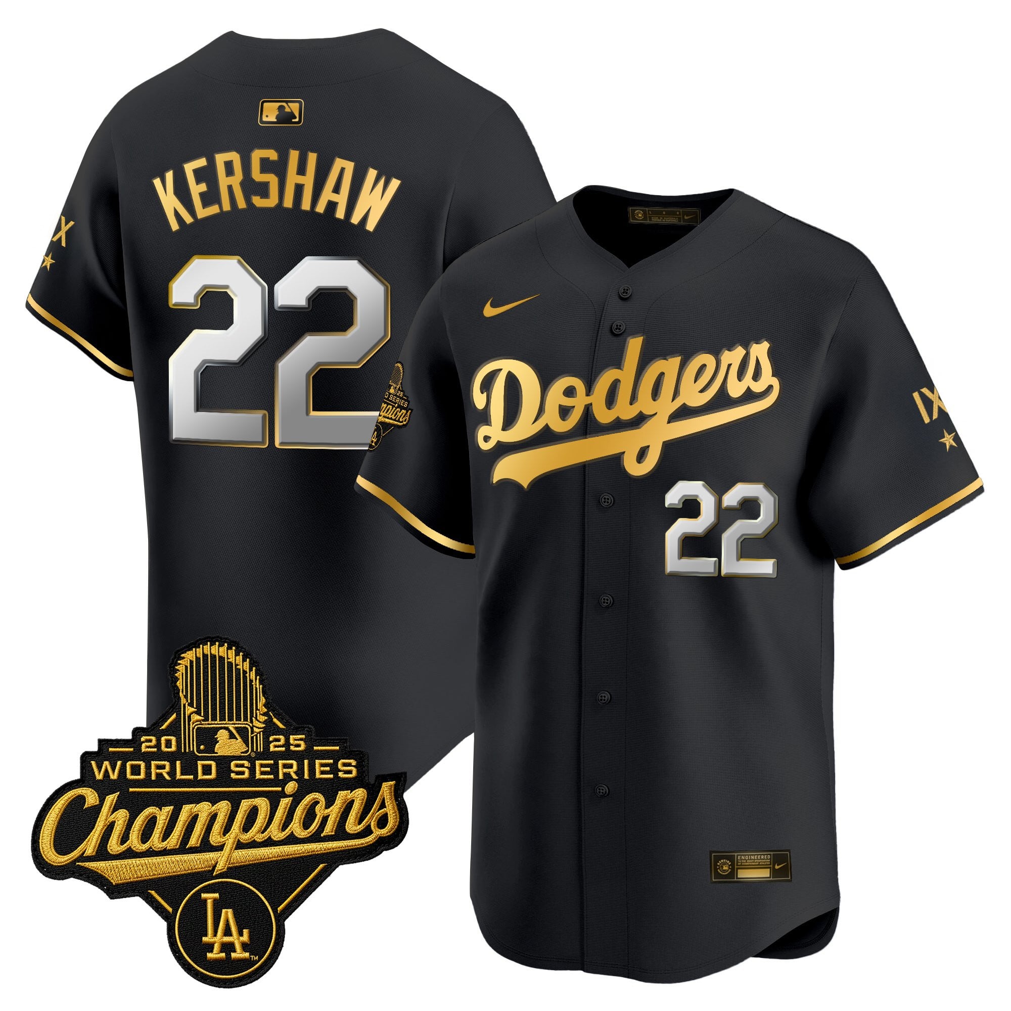 Men's Los Angeles Dodgers 9-Time Champions Gold Trim Vapor Premier Limited Jersey - All Stitched