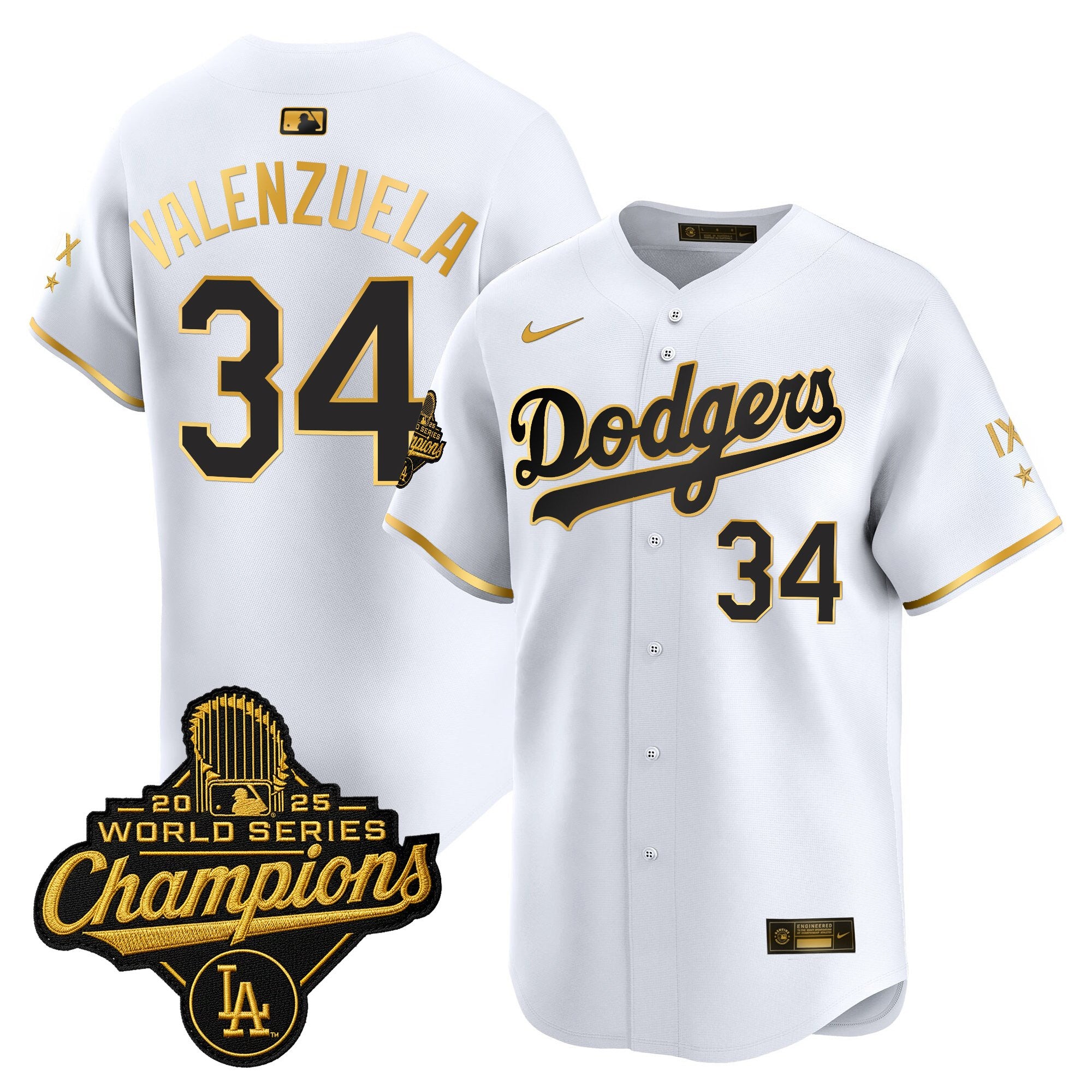 Men's Los Angeles Dodgers 9-Time Champions Gold Trim Vapor Premier Limited Jersey - All Stitched