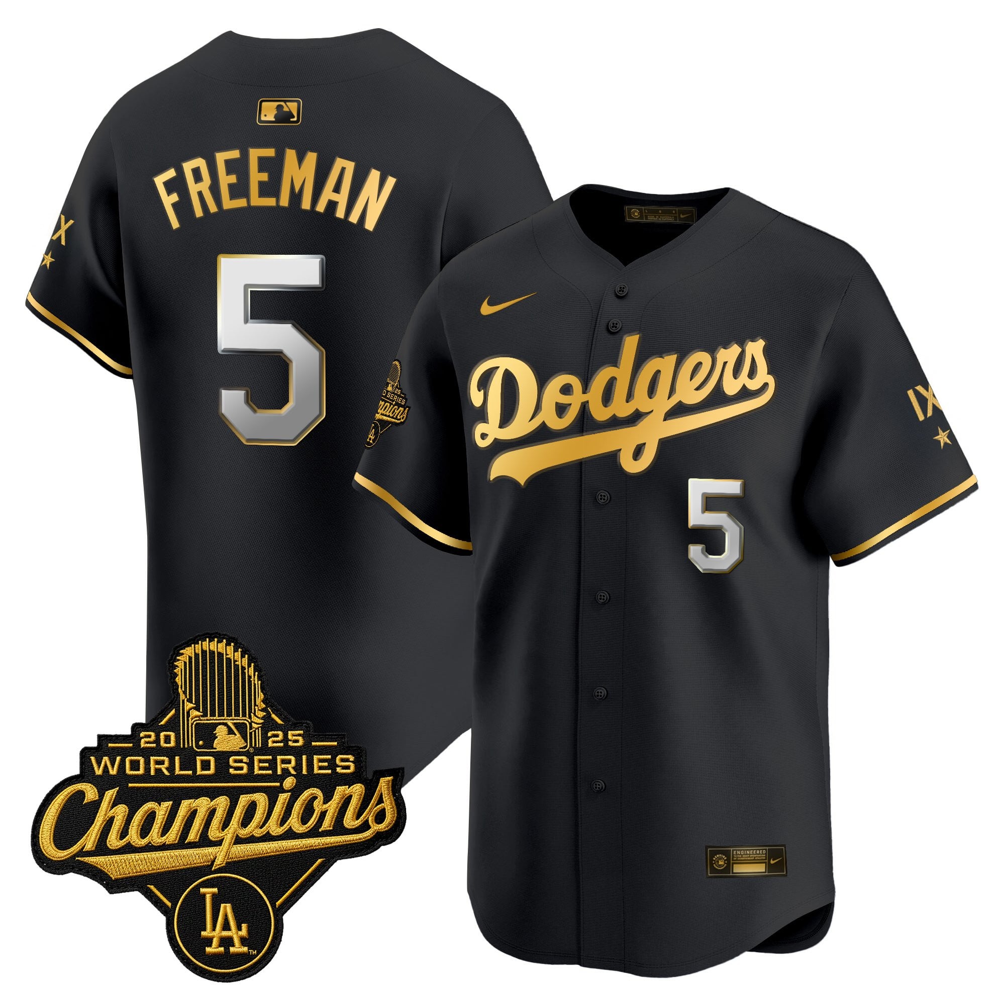 Men's Los Angeles Dodgers 9-Time Champions Gold Trim Vapor Premier Limited Jersey - All Stitched