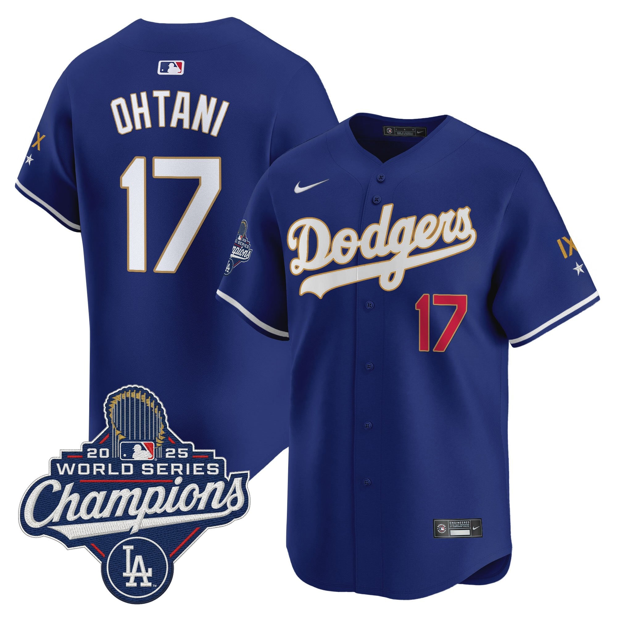 Men's Los Angeles Dodgers 9-Time Champions Gold Trim Vapor Premier Limited Jersey - All Stitched