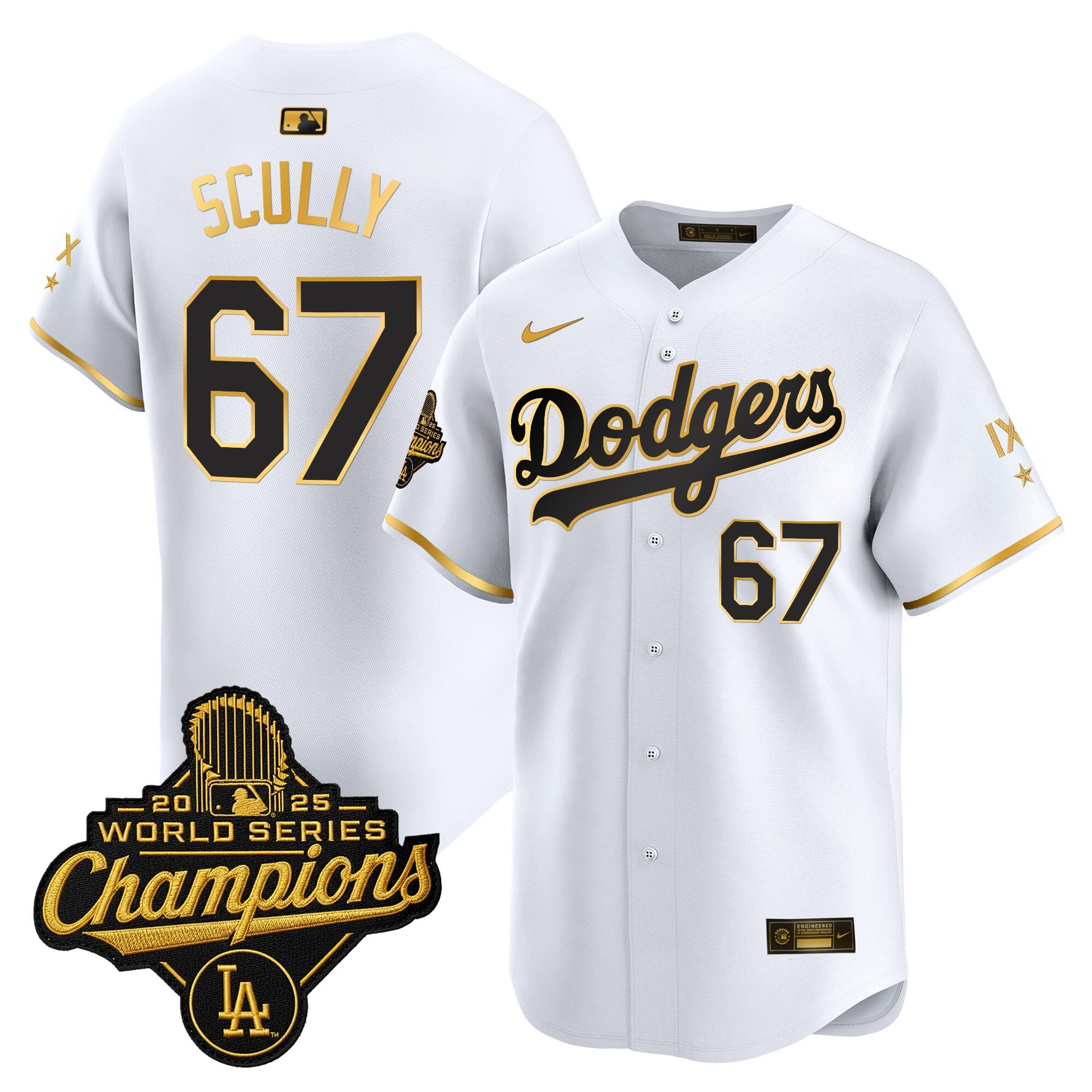 Men's Los Angeles Dodgers 9-Time Champions Gold Trim Vapor Premier Limited Jersey - All Stitched