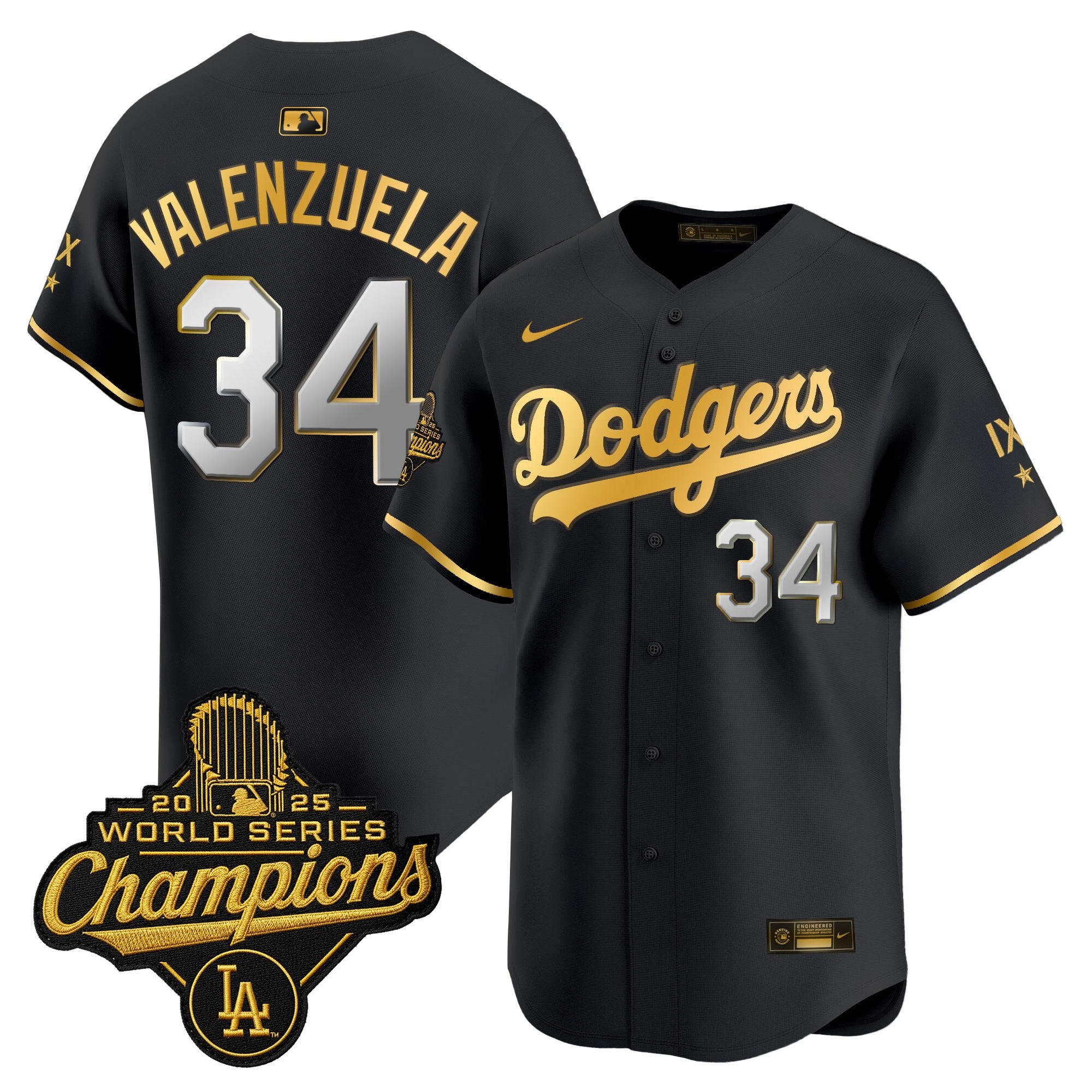 Men's Los Angeles Dodgers 9-Time Champions Gold Trim Vapor Premier Limited Jersey - All Stitched