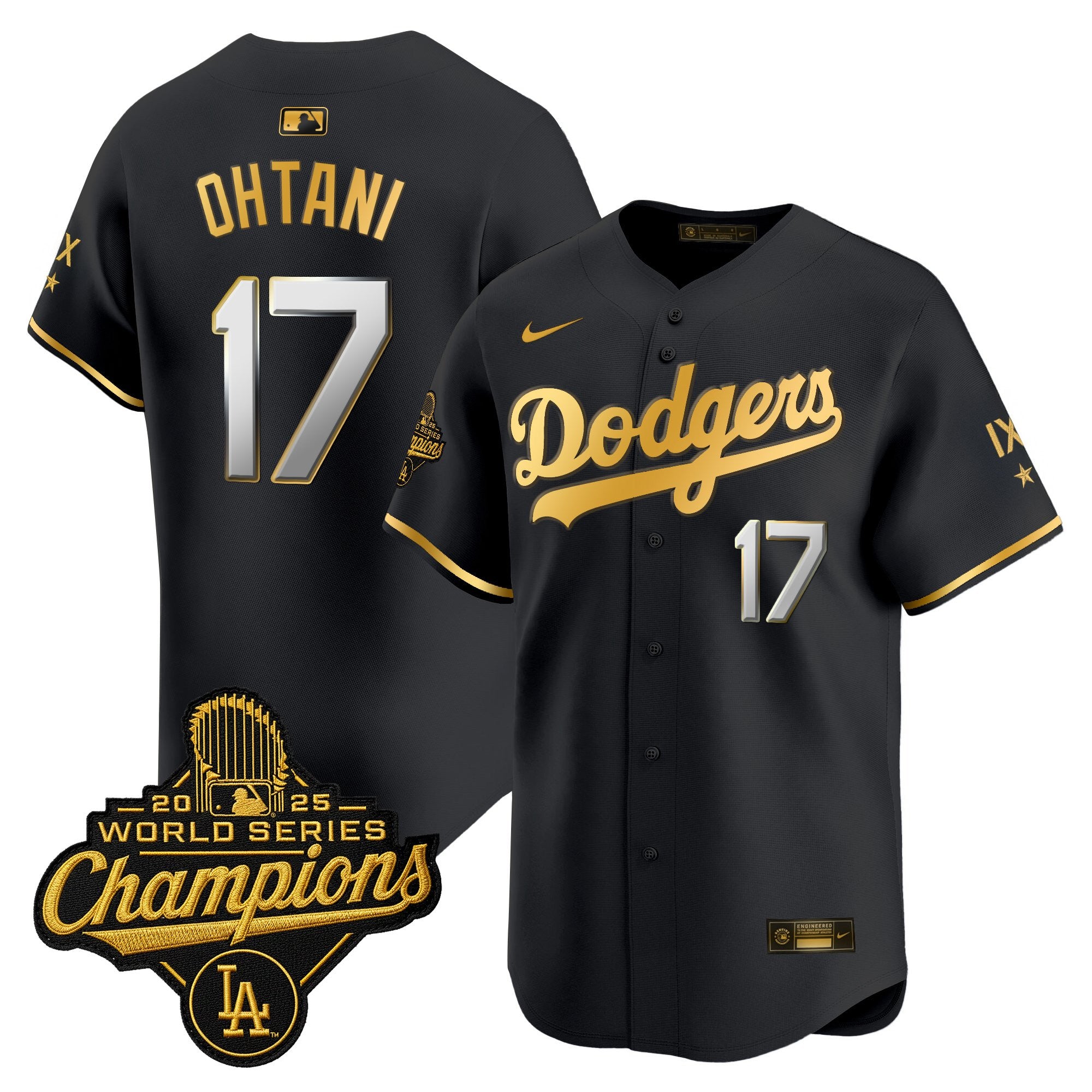 Men's Los Angeles Dodgers 9-Time Champions Gold Trim Vapor Premier Limited Jersey - All Stitched