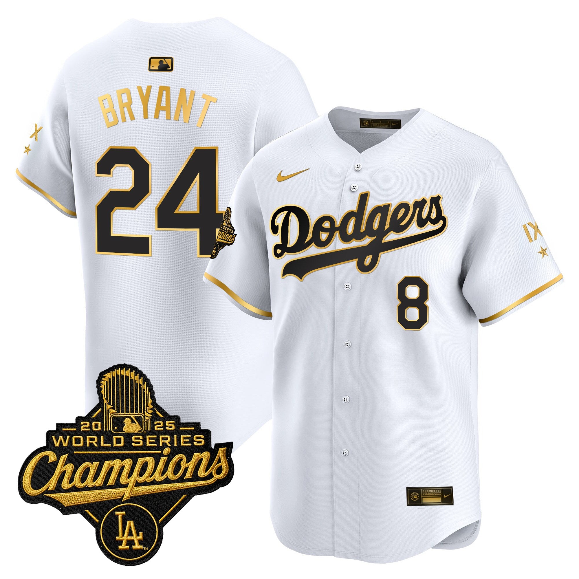 Men's Los Angeles Dodgers 9-Time Champions Gold Trim Vapor Premier Limited Jersey - All Stitched