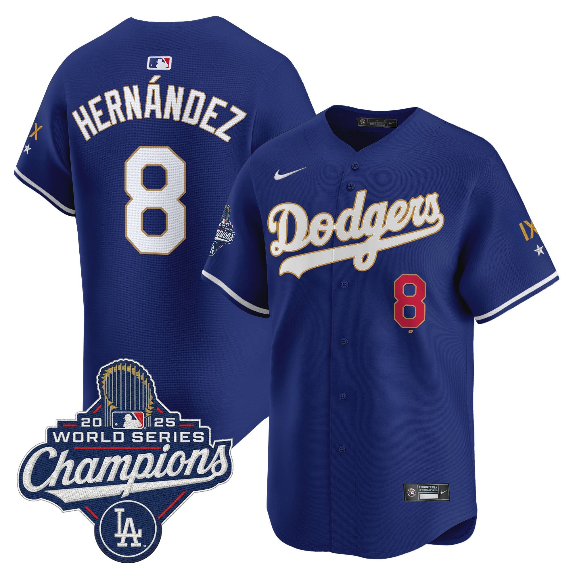 Men's Los Angeles Dodgers 9-Time Champions Gold Trim Vapor Premier Limited Jersey - All Stitched