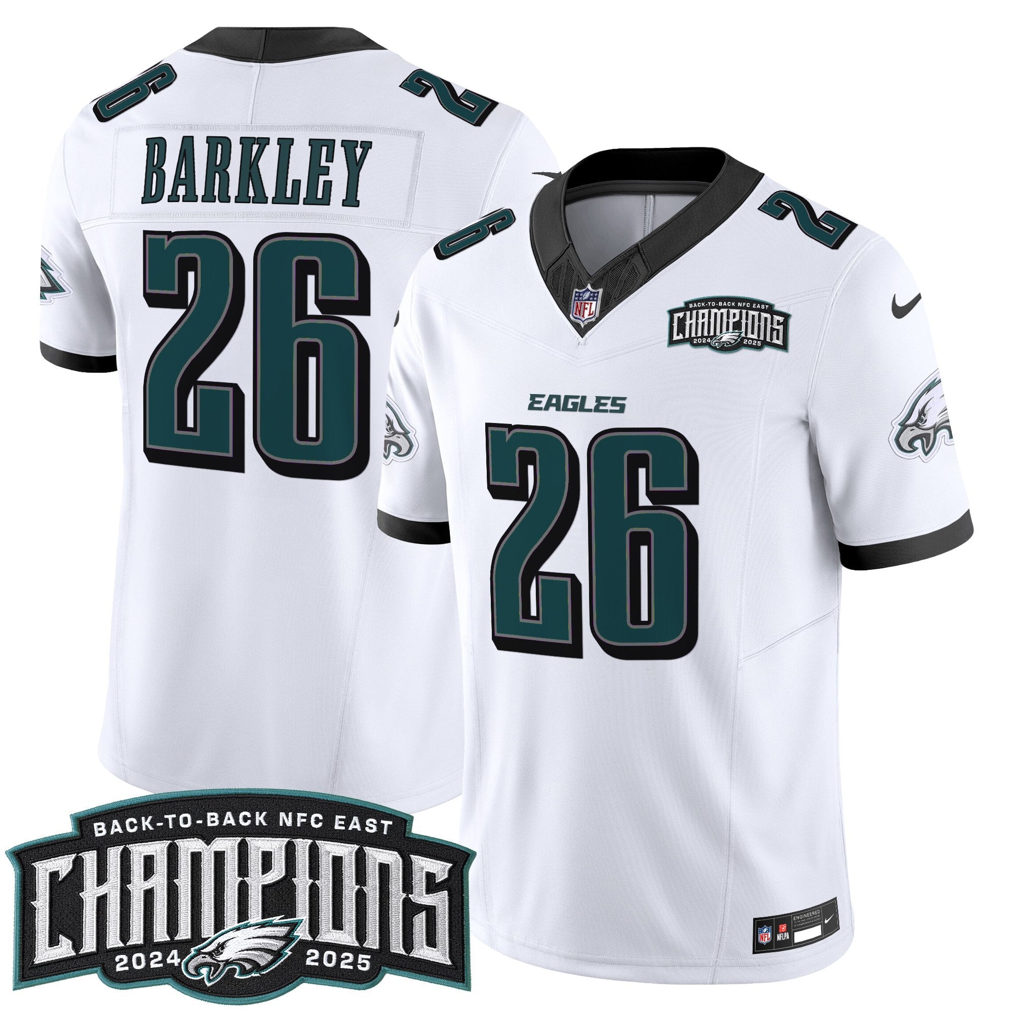Men's Philadelphia Eagles Back-To-Back 2024-2025 NFC East Division Champions Vapor Limited Jersey - All Stitched