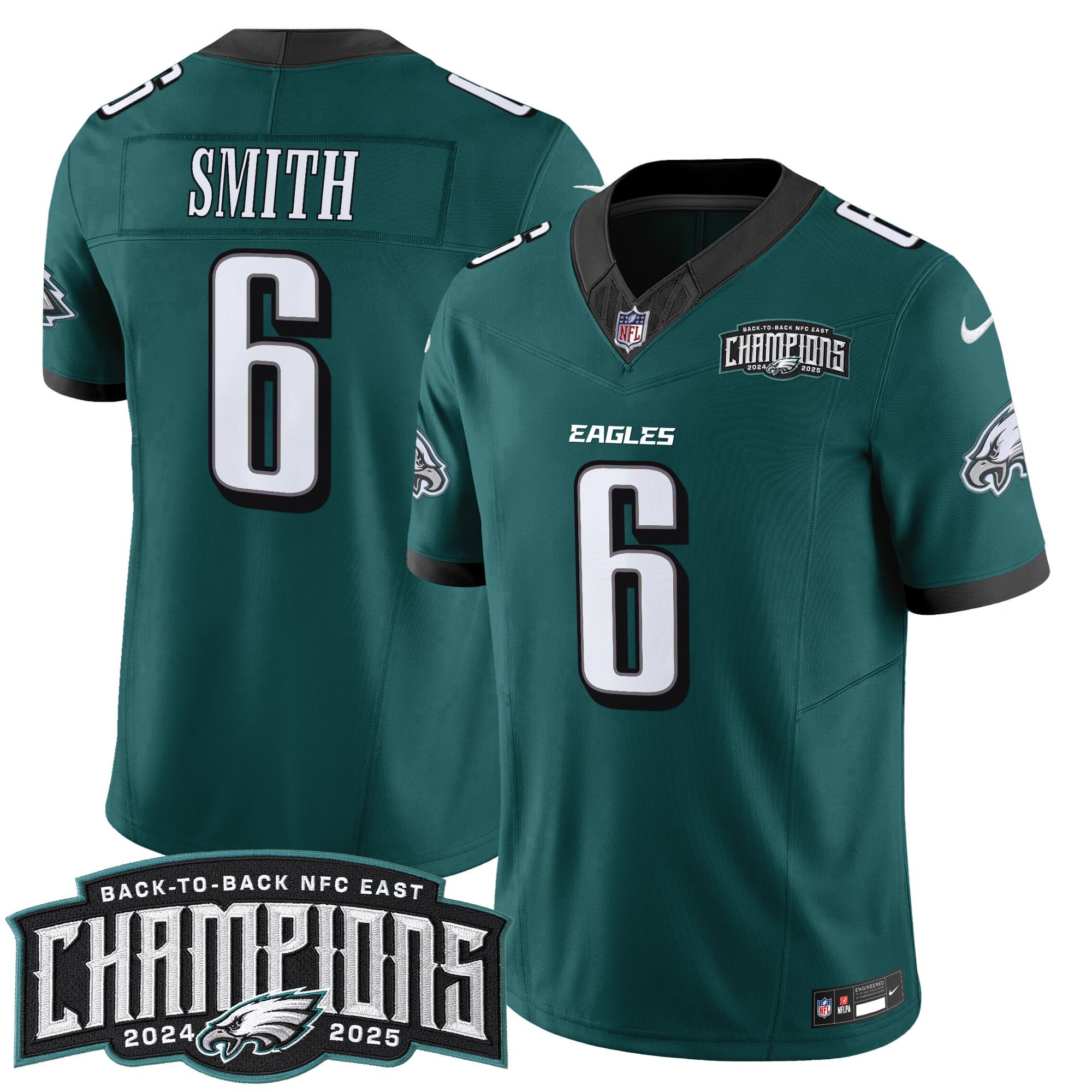 Men's Philadelphia Eagles Back-To-Back 2024-2025 NFC East Division Champions Vapor Limited Jersey - All Stitched