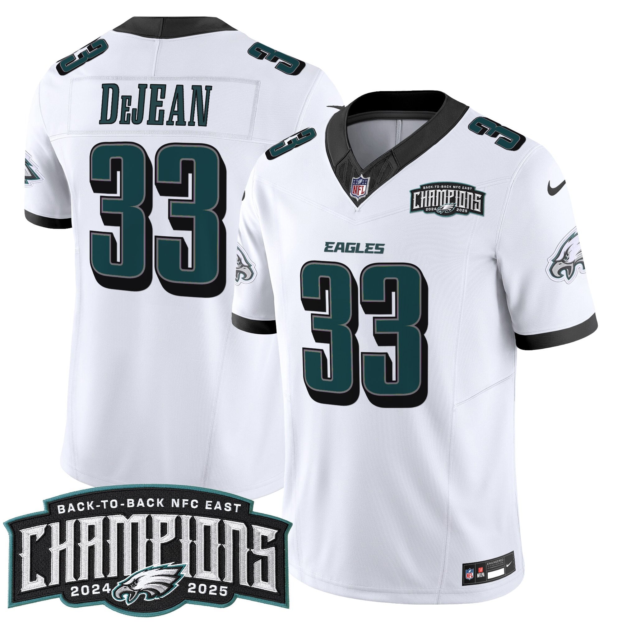 Men's Philadelphia Eagles Back-To-Back 2024-2025 NFC East Division Champions Vapor Limited Jersey - All Stitched