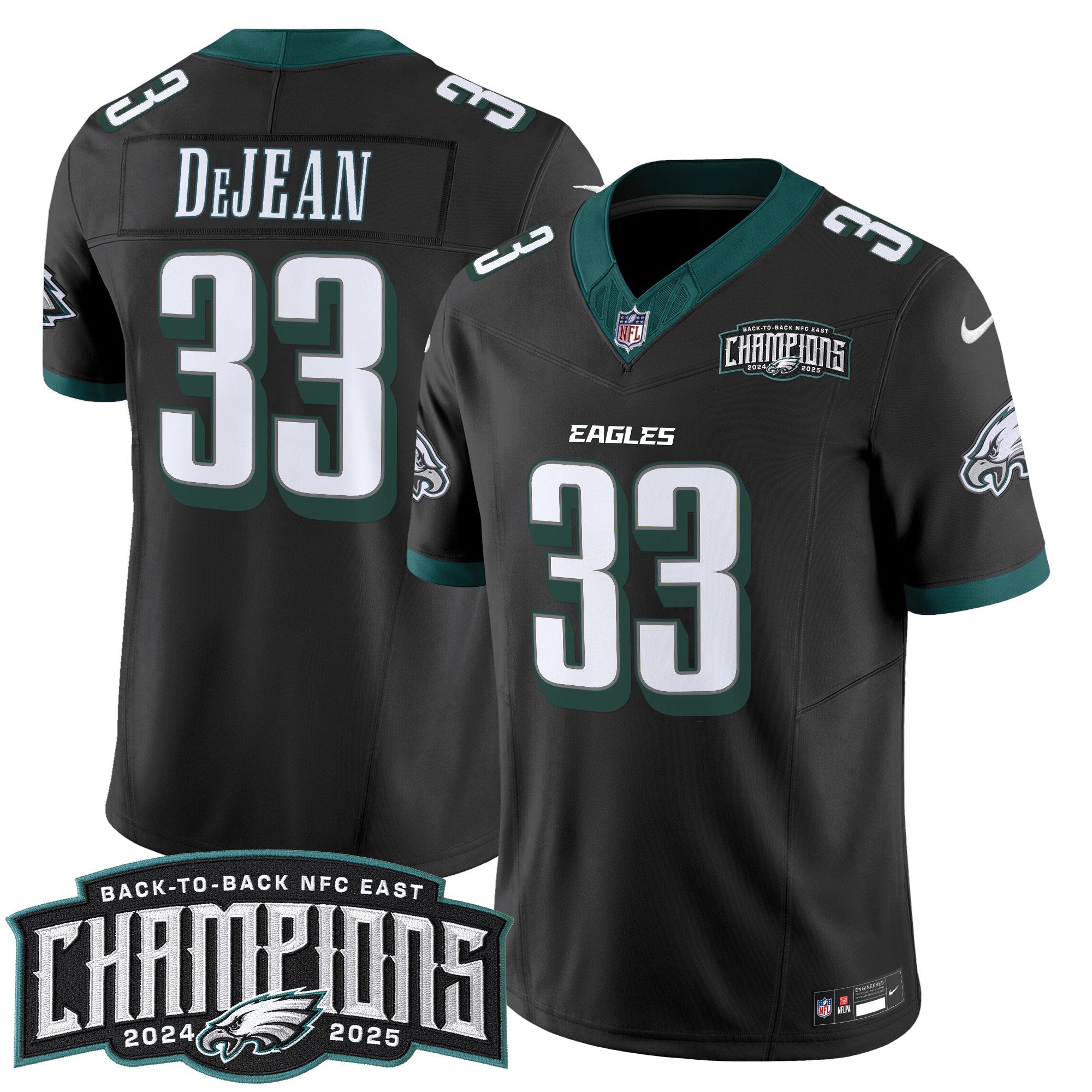 Men's Philadelphia Eagles Back-To-Back 2024-2025 NFC East Division Champions Vapor Limited Jersey - All Stitched