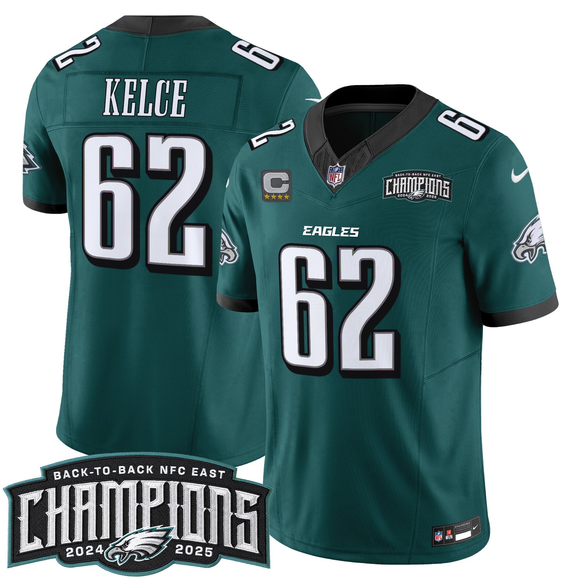 Men's Philadelphia Eagles Back-To-Back 2024-2025 NFC East Division Champions Vapor Limited Jersey - All Stitched