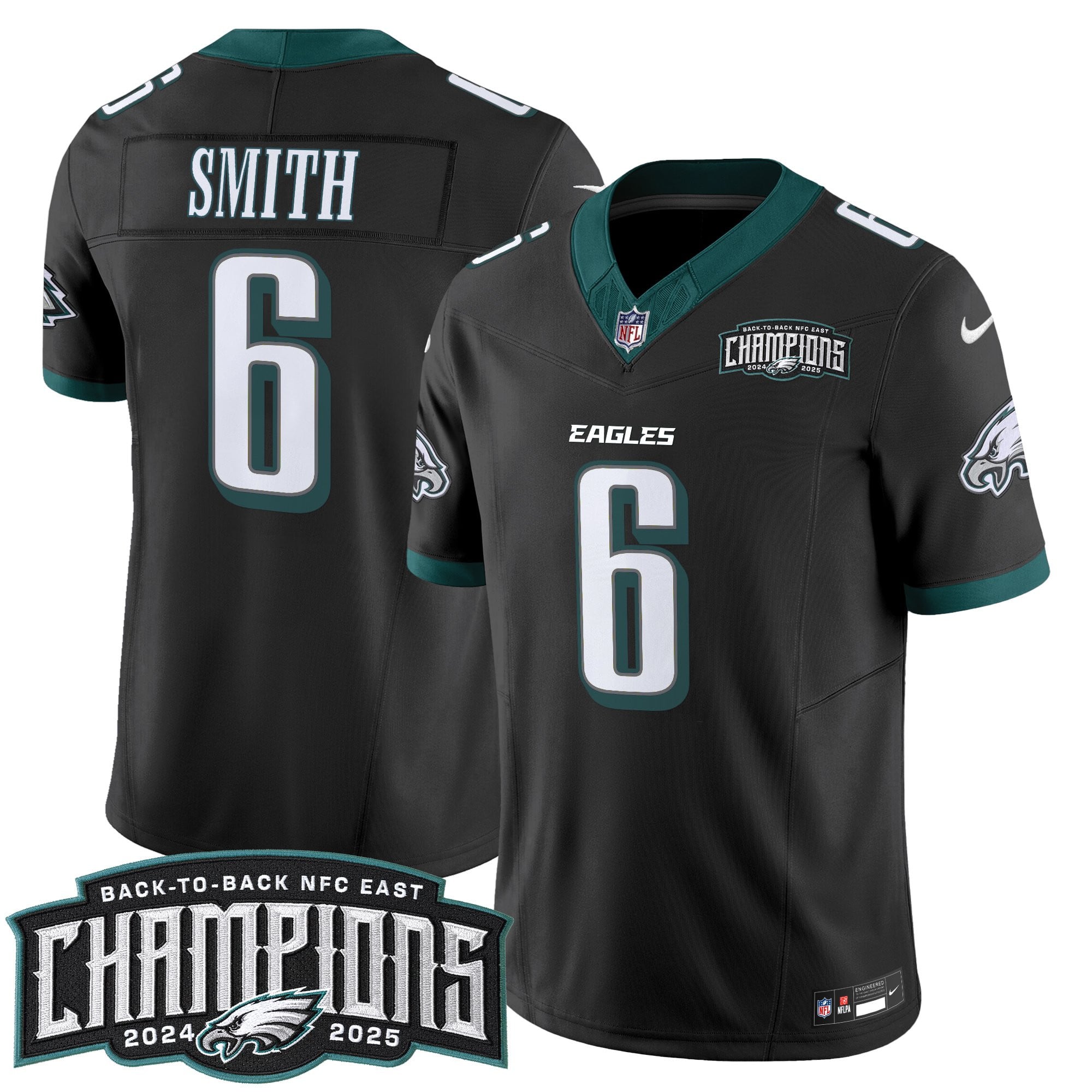 Men's Philadelphia Eagles Back-To-Back 2024-2025 NFC East Division Champions Vapor Limited Jersey - All Stitched