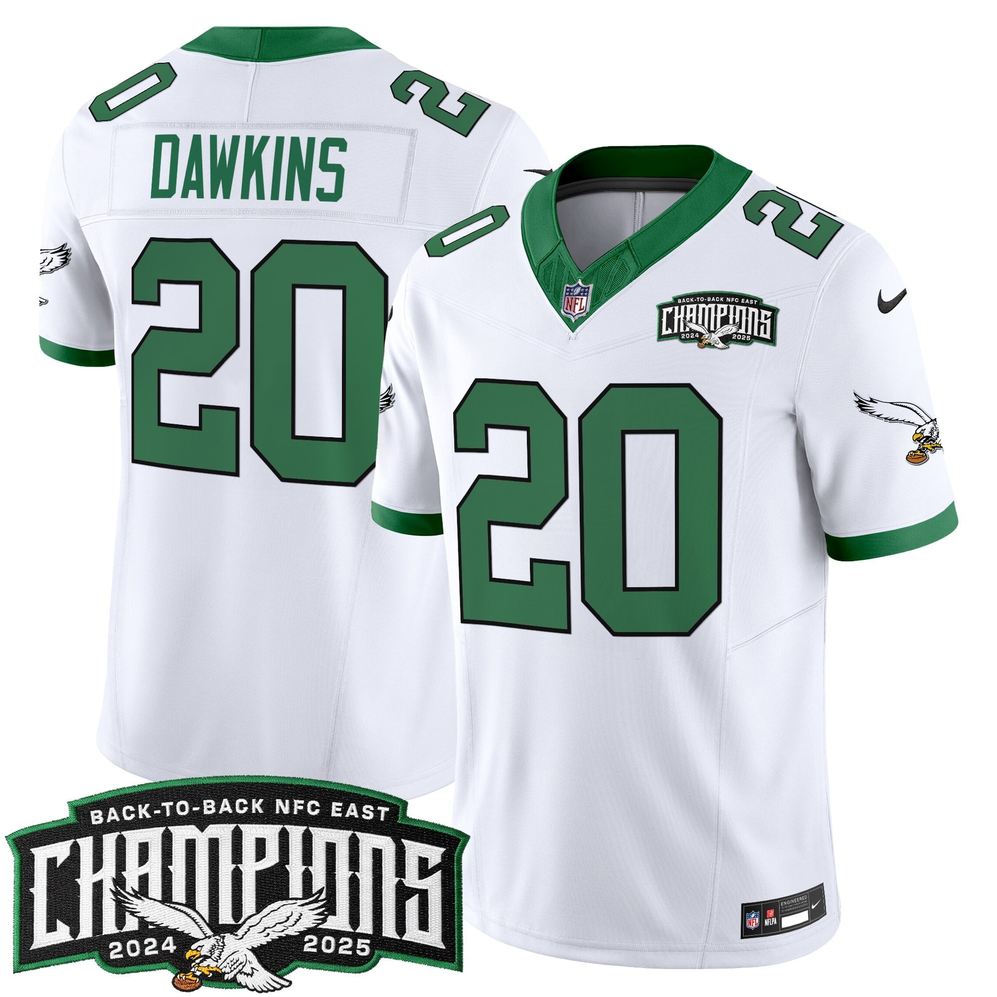 Men's Philadelphia Eagles Back-To-Back 2024-2025 NFC East Division Champions Vapor Limited Jersey - All Stitched