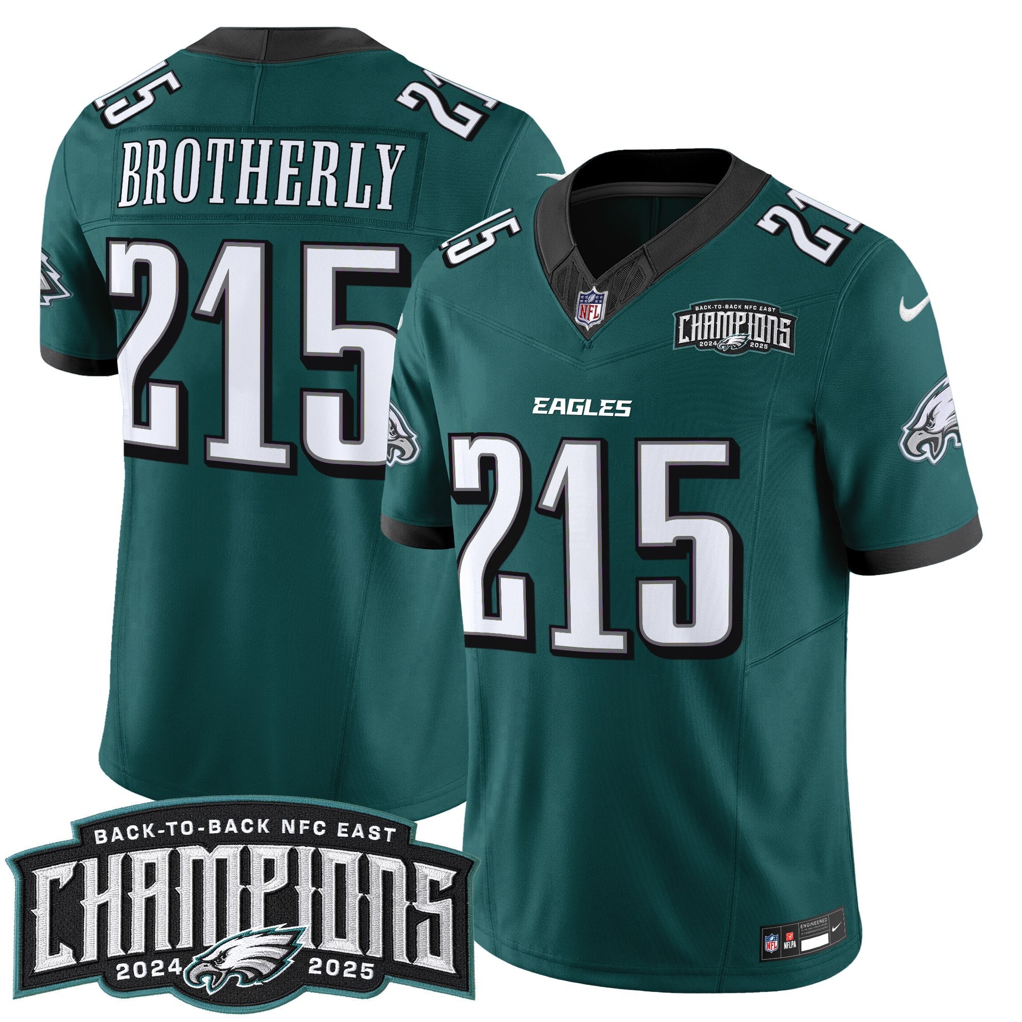 Men's Philadelphia Eagles Back-To-Back 2024-2025 NFC East Division Champions Vapor Limited Jersey - All Stitched