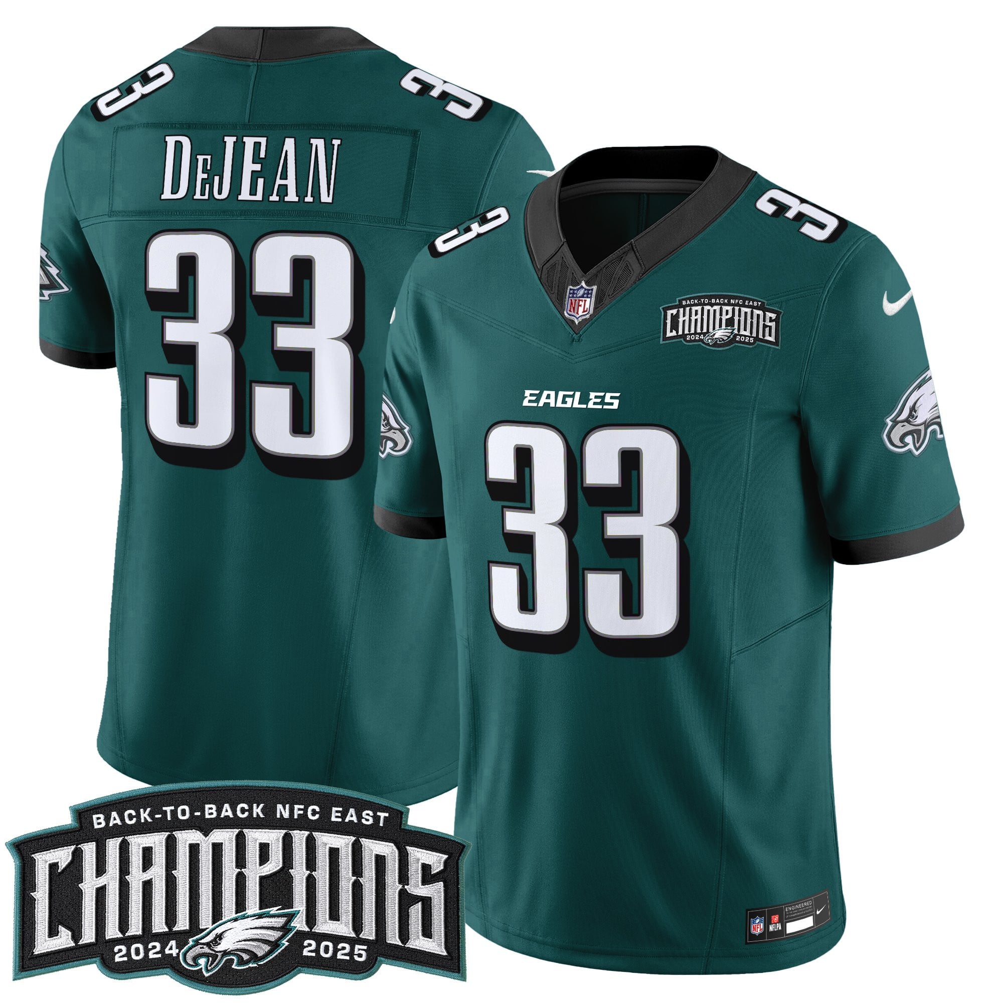 Men's Philadelphia Eagles Back-To-Back 2024-2025 NFC East Division Champions Vapor Limited Jersey - All Stitched