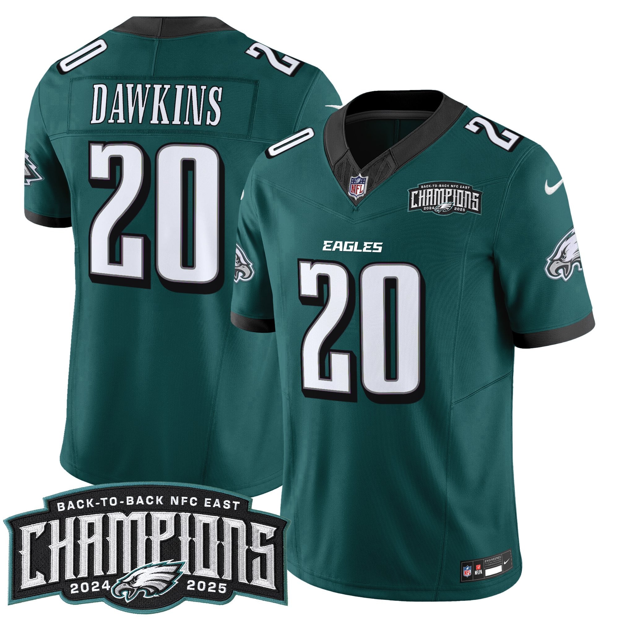 Men's Philadelphia Eagles Back-To-Back 2024-2025 NFC East Division Champions Vapor Limited Jersey - All Stitched