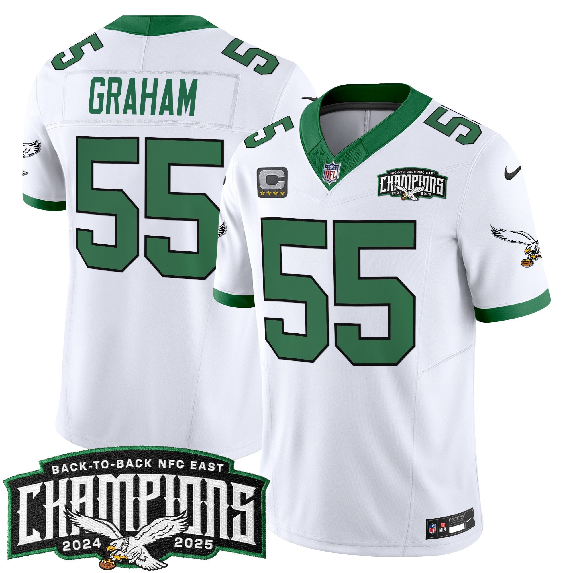 Men's Philadelphia Eagles Back-To-Back 2024-2025 NFC East Division Champions Vapor Limited Jersey - All Stitched