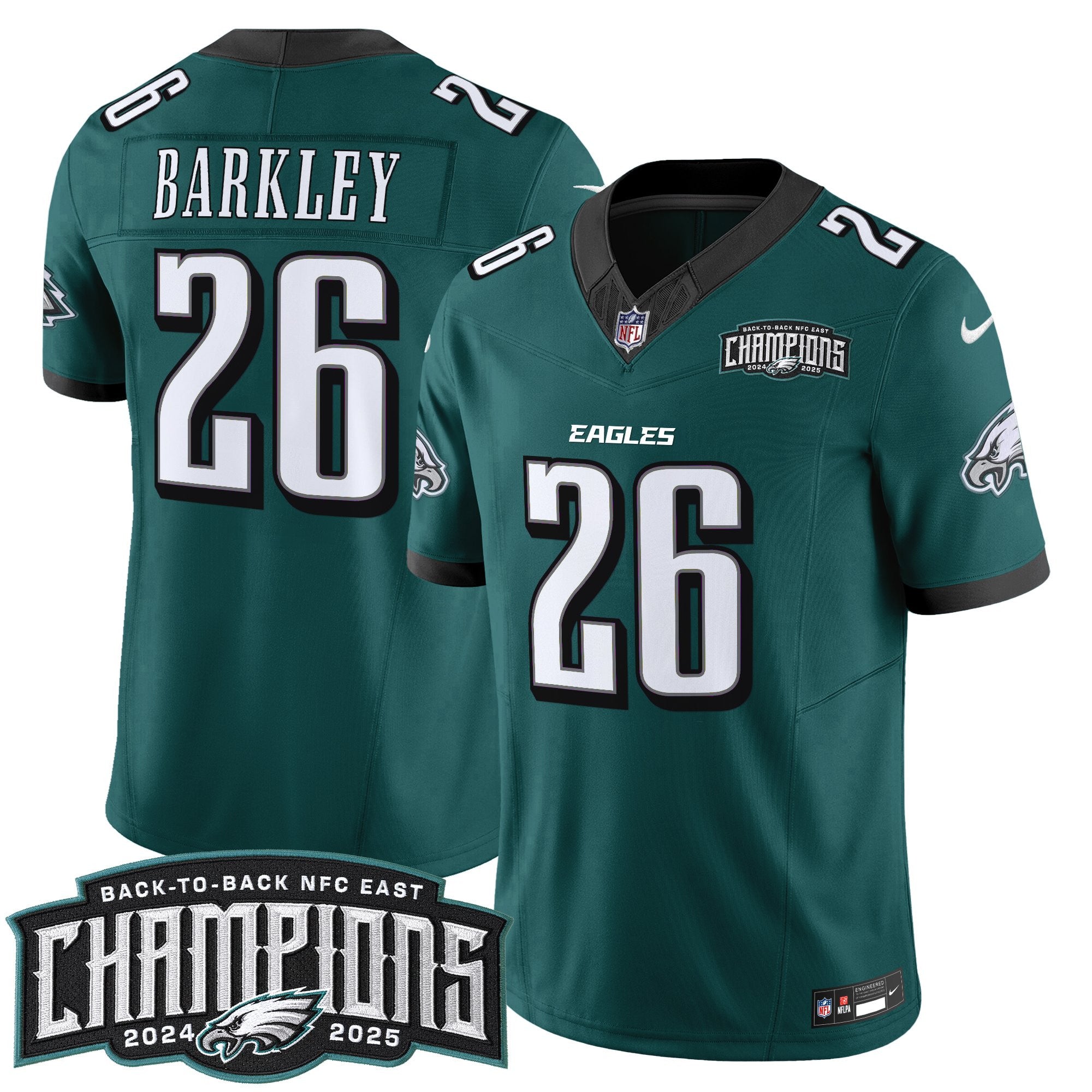 Men's Philadelphia Eagles Back-To-Back 2024-2025 NFC East Division Champions Vapor Limited Jersey - All Stitched