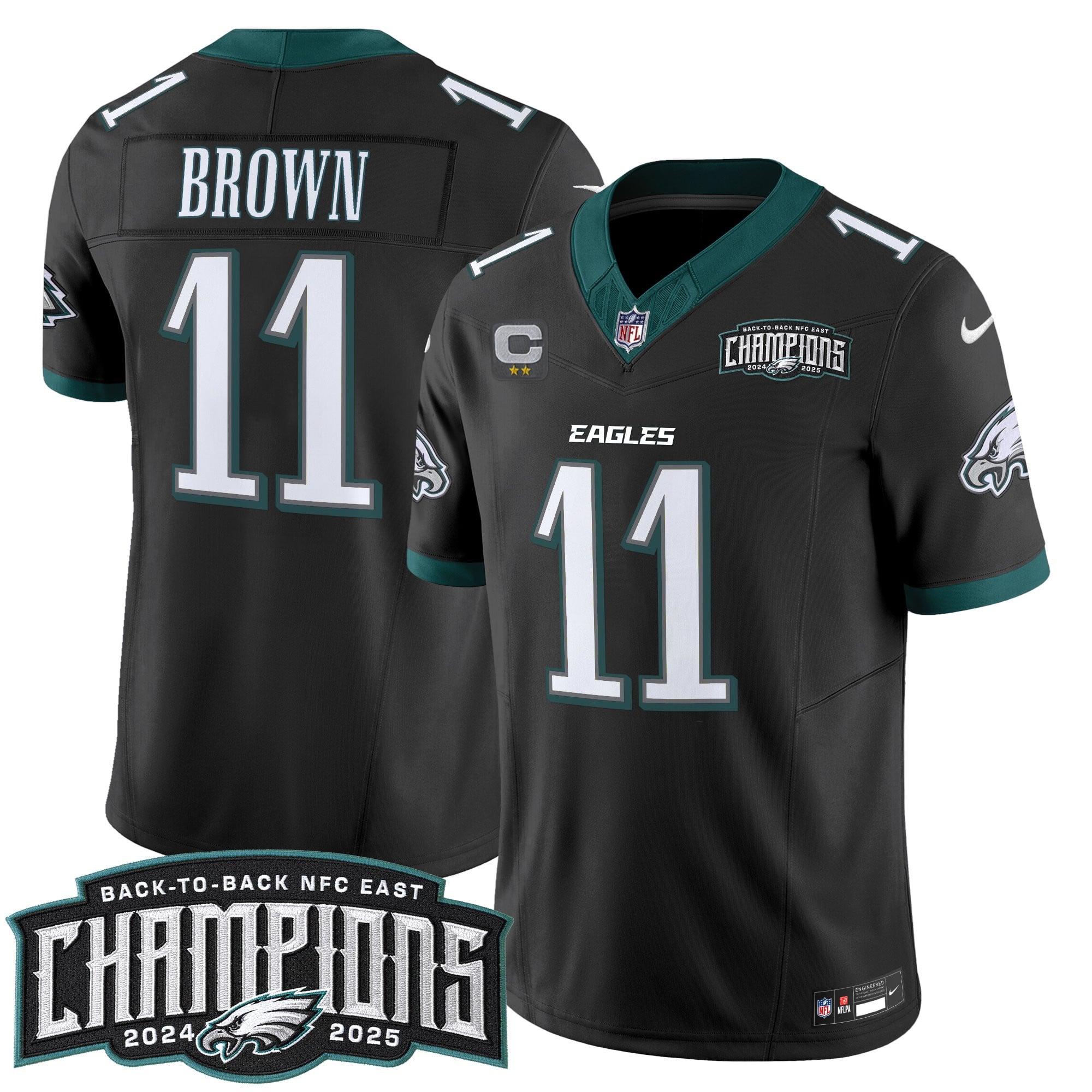 Men's Philadelphia Eagles Back-To-Back 2024-2025 NFC East Division Champions Vapor Limited Jersey - All Stitched