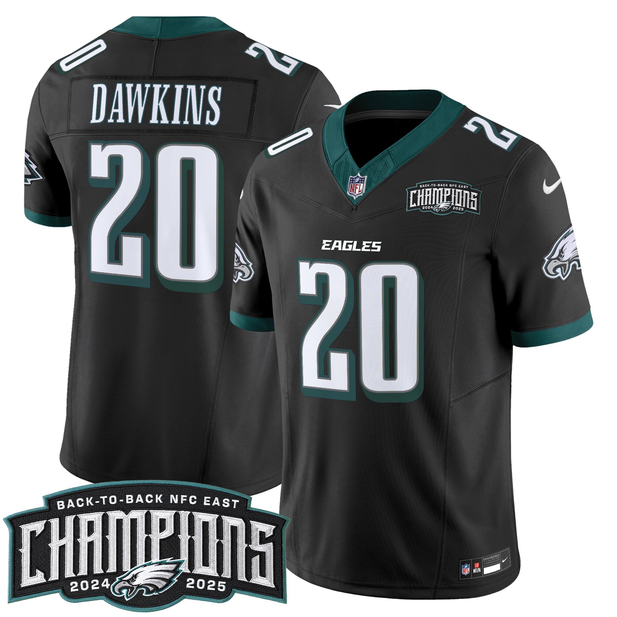 Men's Philadelphia Eagles Back-To-Back 2024-2025 NFC East Division Champions Vapor Limited Jersey - All Stitched