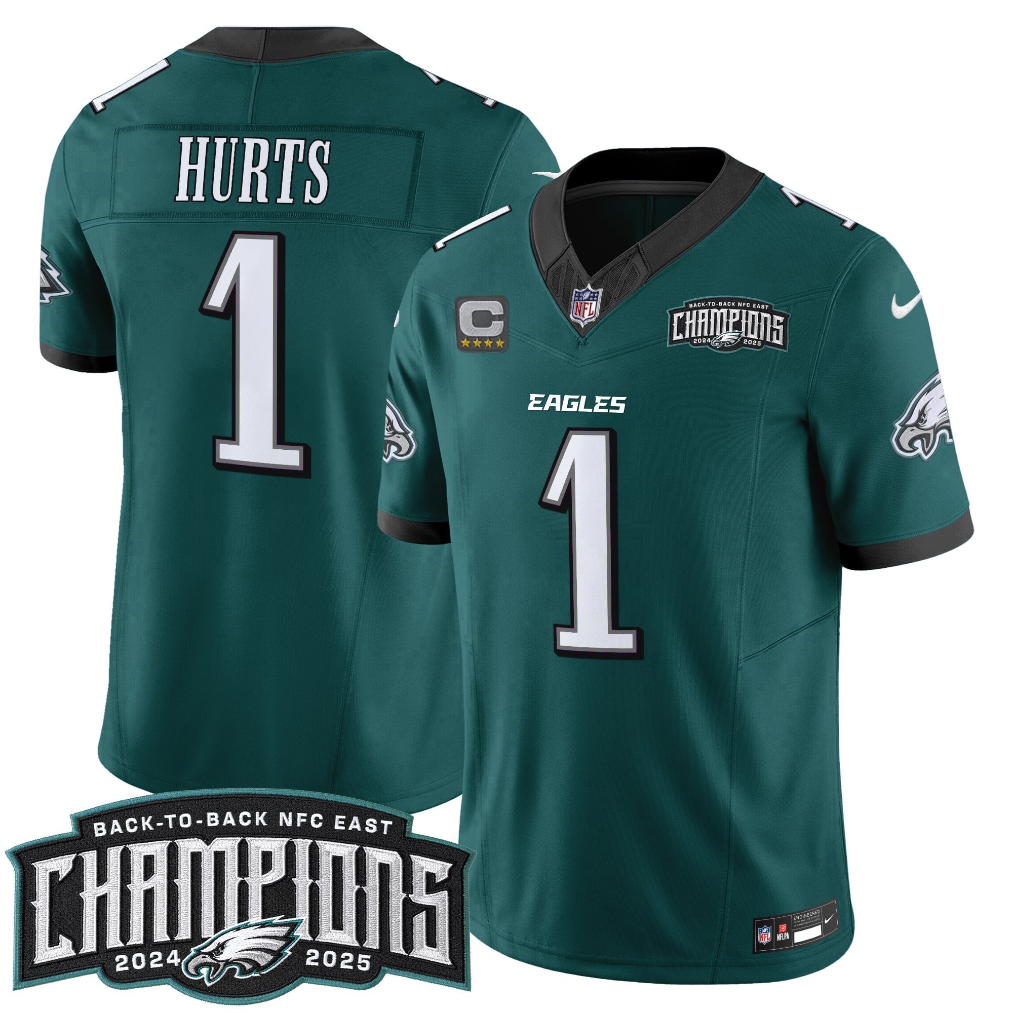Men's Philadelphia Eagles Back-To-Back 2024-2025 NFC East Division Champions Vapor Limited Jersey - All Stitched