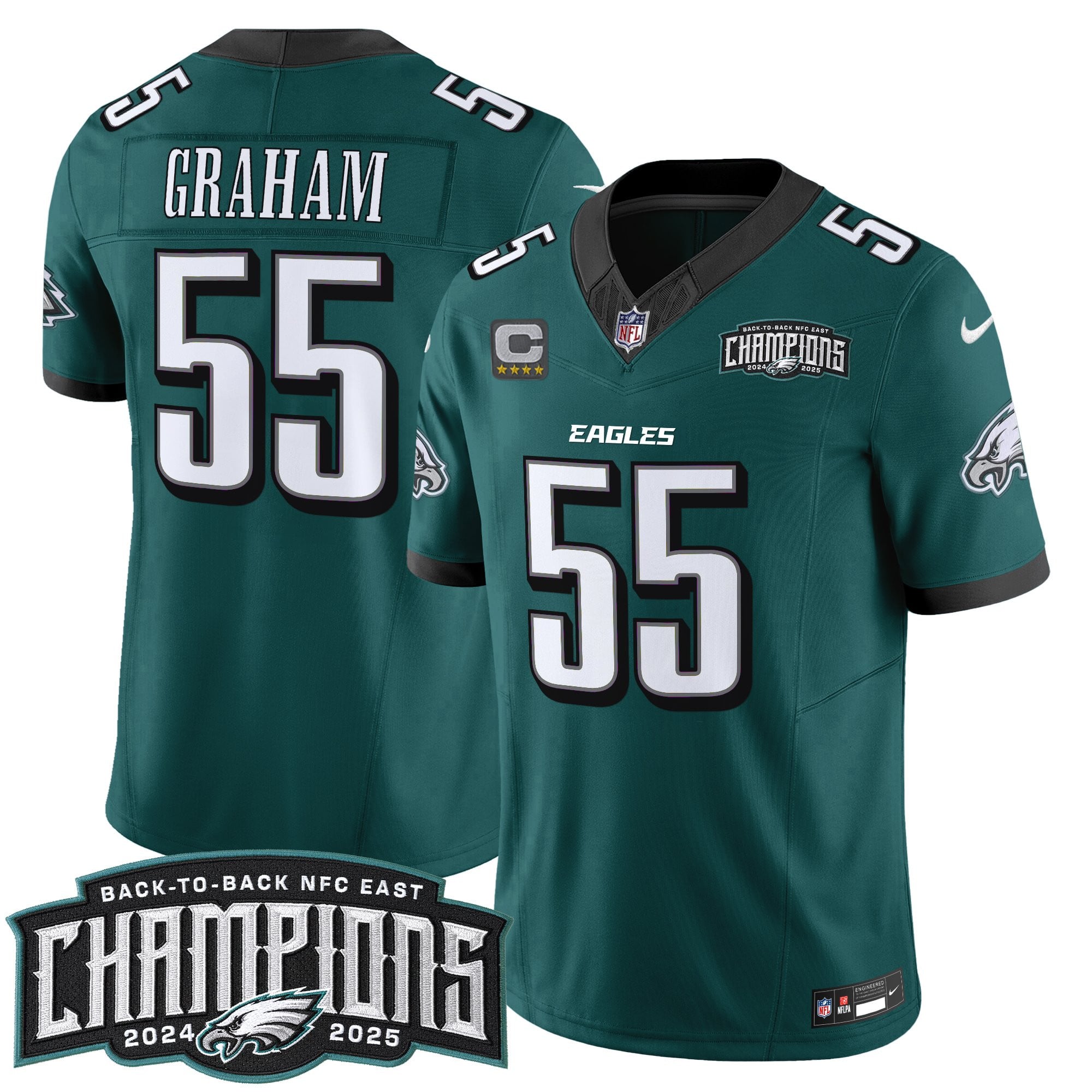Men's Philadelphia Eagles Back-To-Back 2024-2025 NFC East Division Champions Vapor Limited Jersey - All Stitched