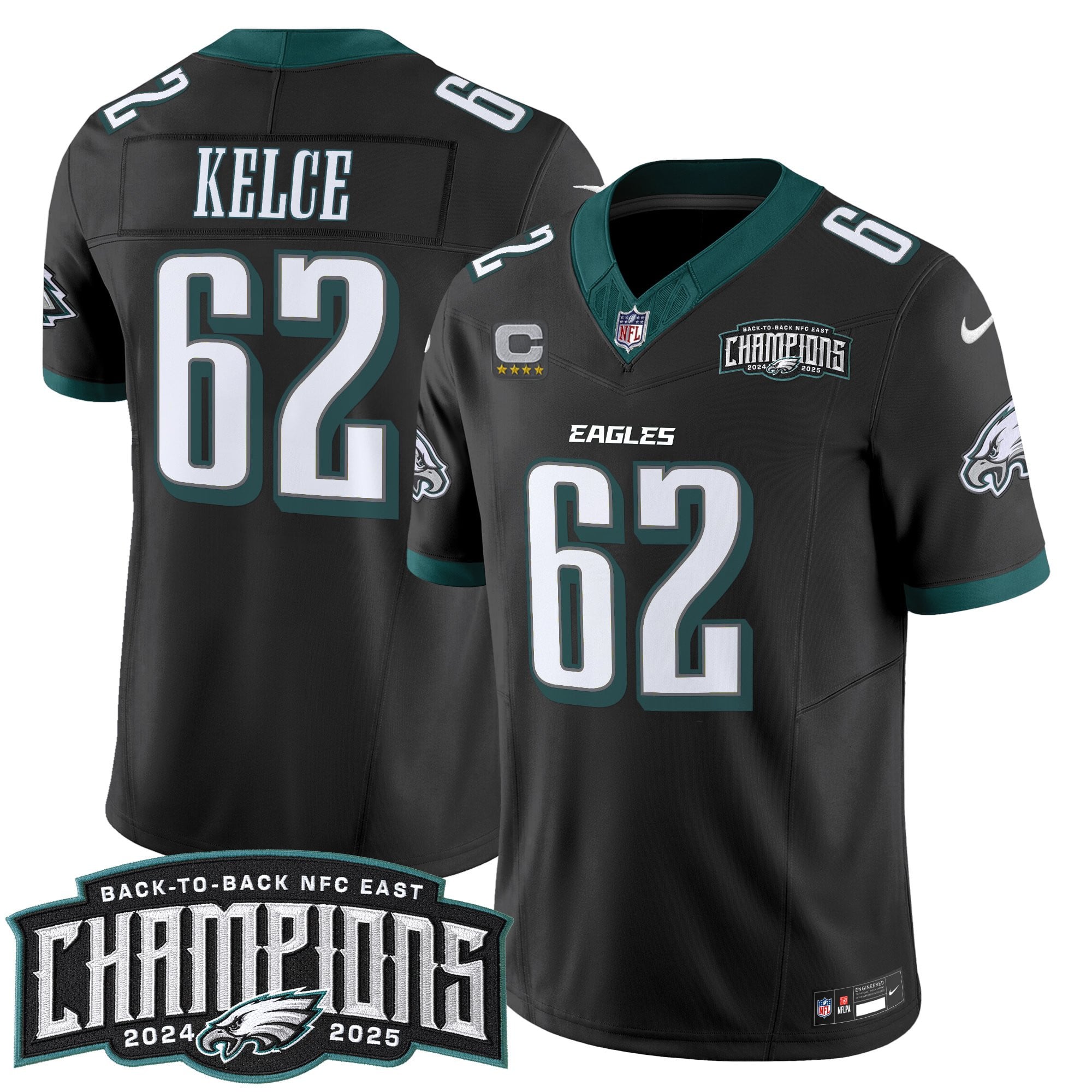 Men's Philadelphia Eagles Back-To-Back 2024-2025 NFC East Division Champions Vapor Limited Jersey - All Stitched