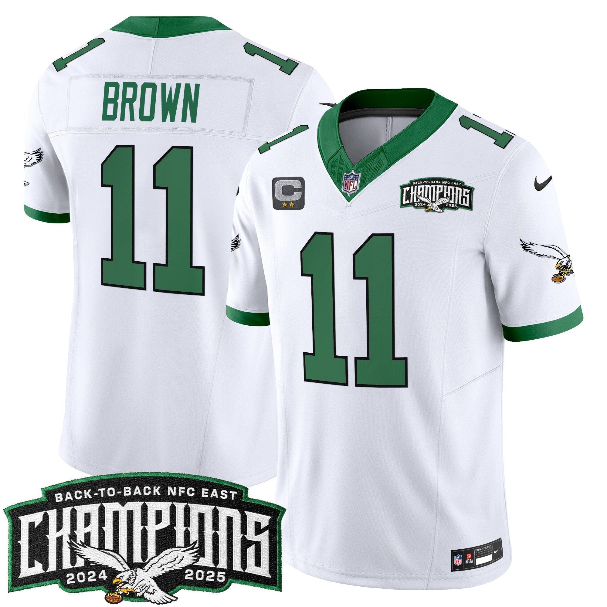Men's Philadelphia Eagles Back-To-Back 2024-2025 NFC East Division Champions Vapor Limited Jersey - All Stitched